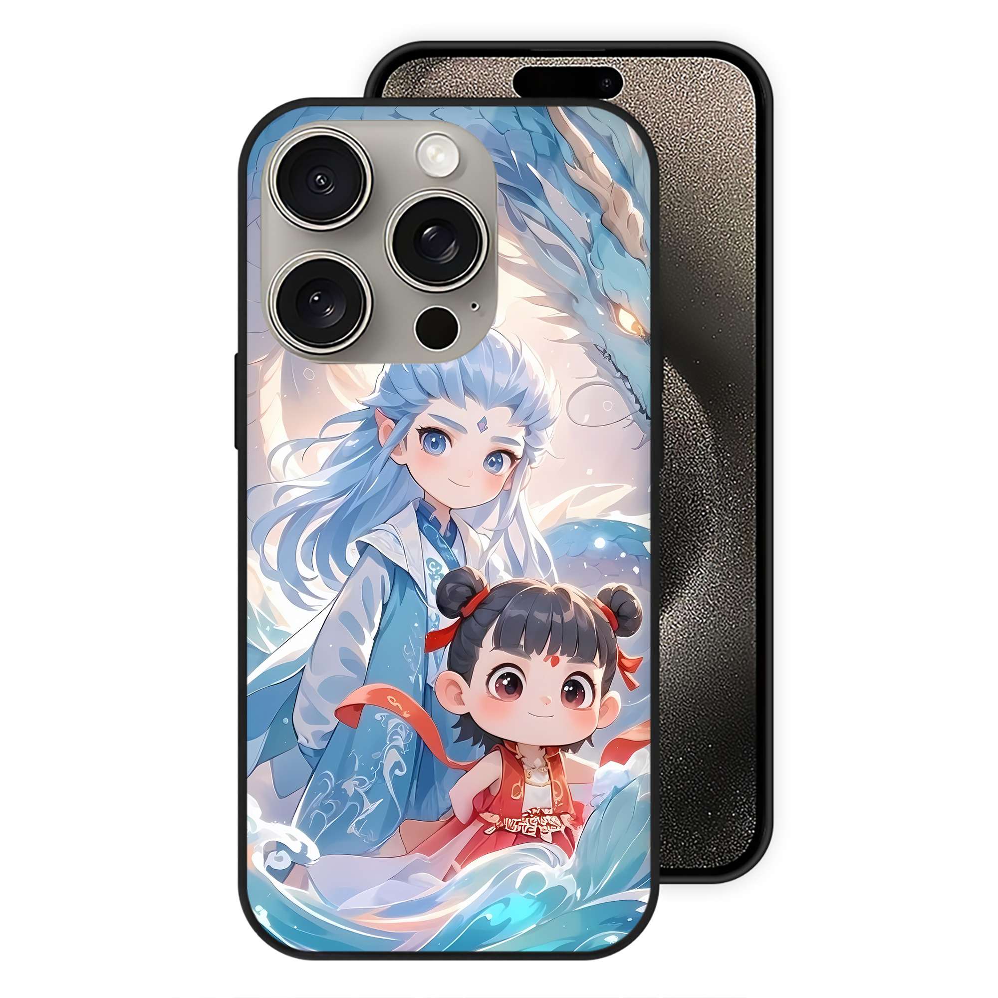 （画像用） Ne Zha 2 ナタ 魔童の大暴れ 【iPhone15Pro対応】スマホケース 耐衝撃＆黄変防止 背面ガラス