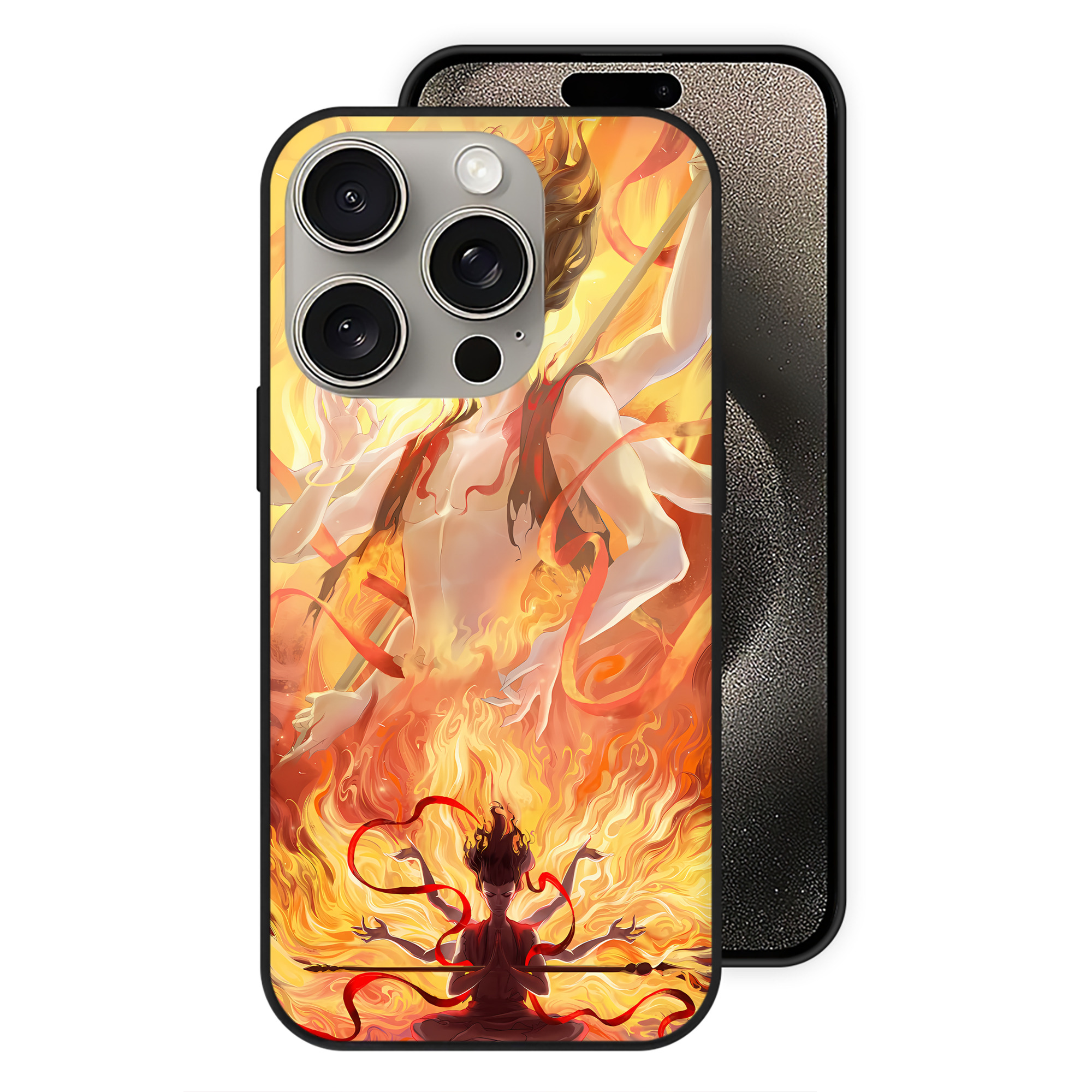 （画像用） Ne Zha 2 ナタ 魔童の大暴れ 【iPhone15Pro対応】スマホケース 耐衝撃＆黄変防止 背面ガラス