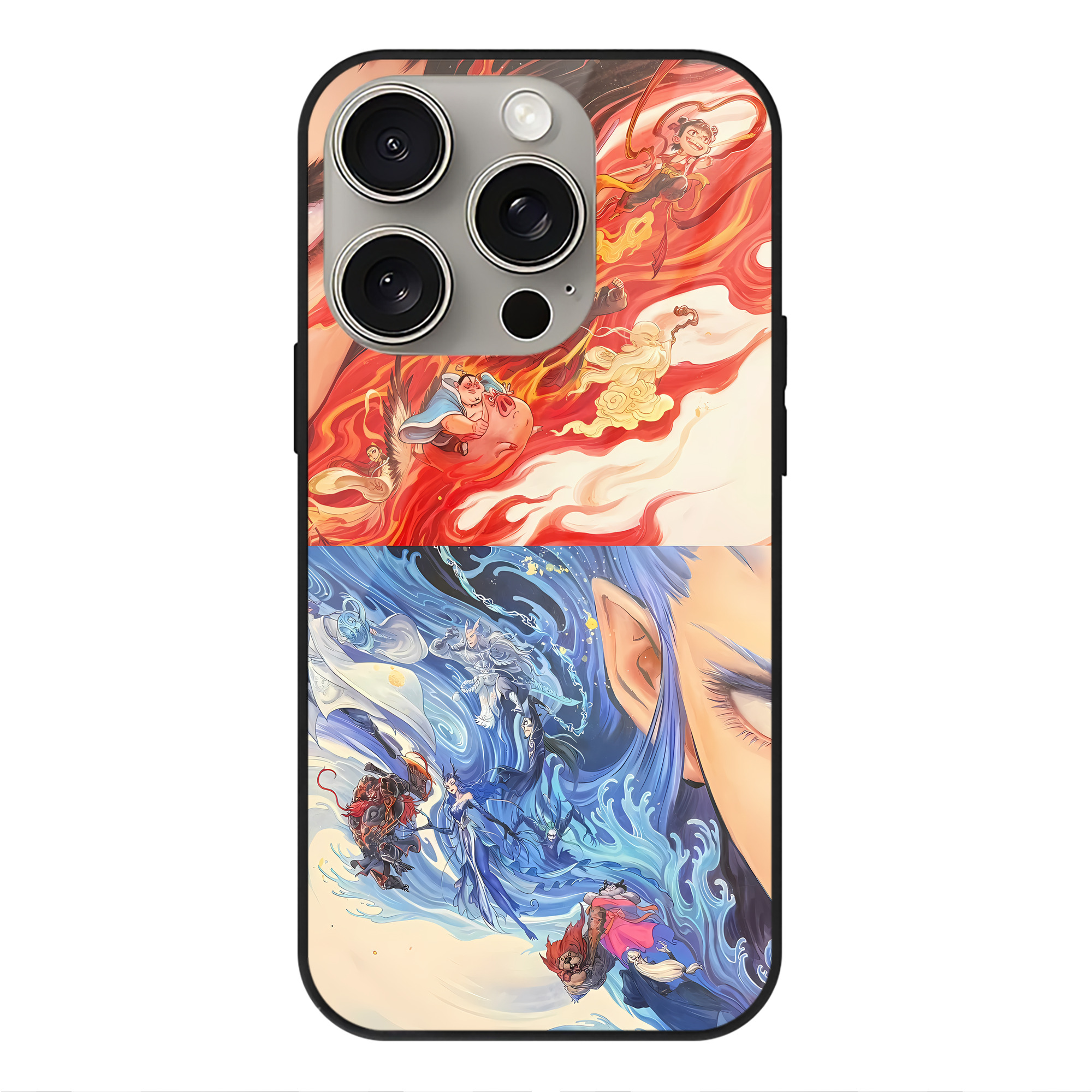 （画像用） Ne Zha 2 ナタ 魔童の大暴れ 【iPhone15Pro対応】スマホケース 耐衝撃＆黄変防止 背面ガラス