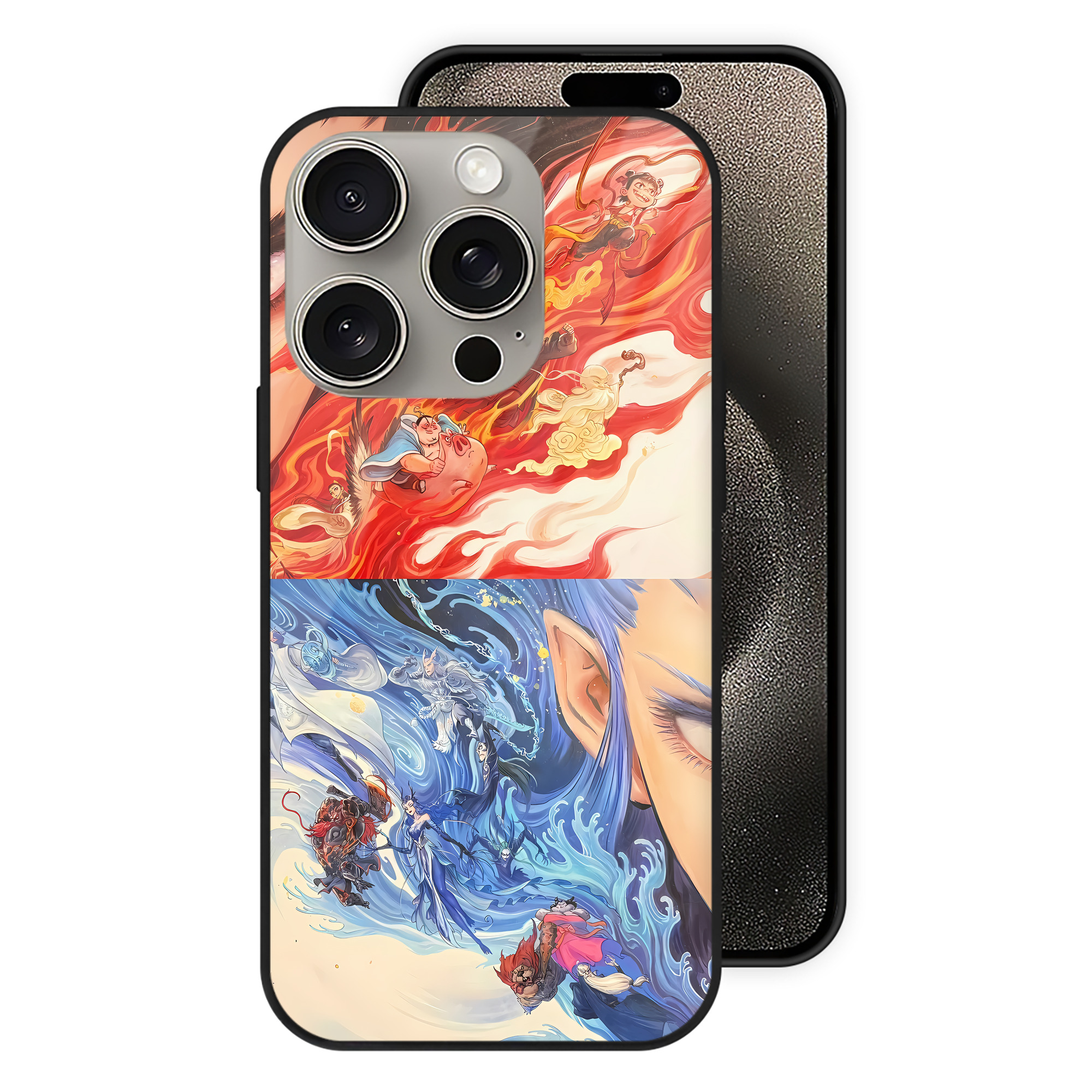 （画像用） Ne Zha 2 ナタ 魔童の大暴れ 【iPhone15Pro対応】スマホケース 耐衝撃＆黄変防止 背面ガラス