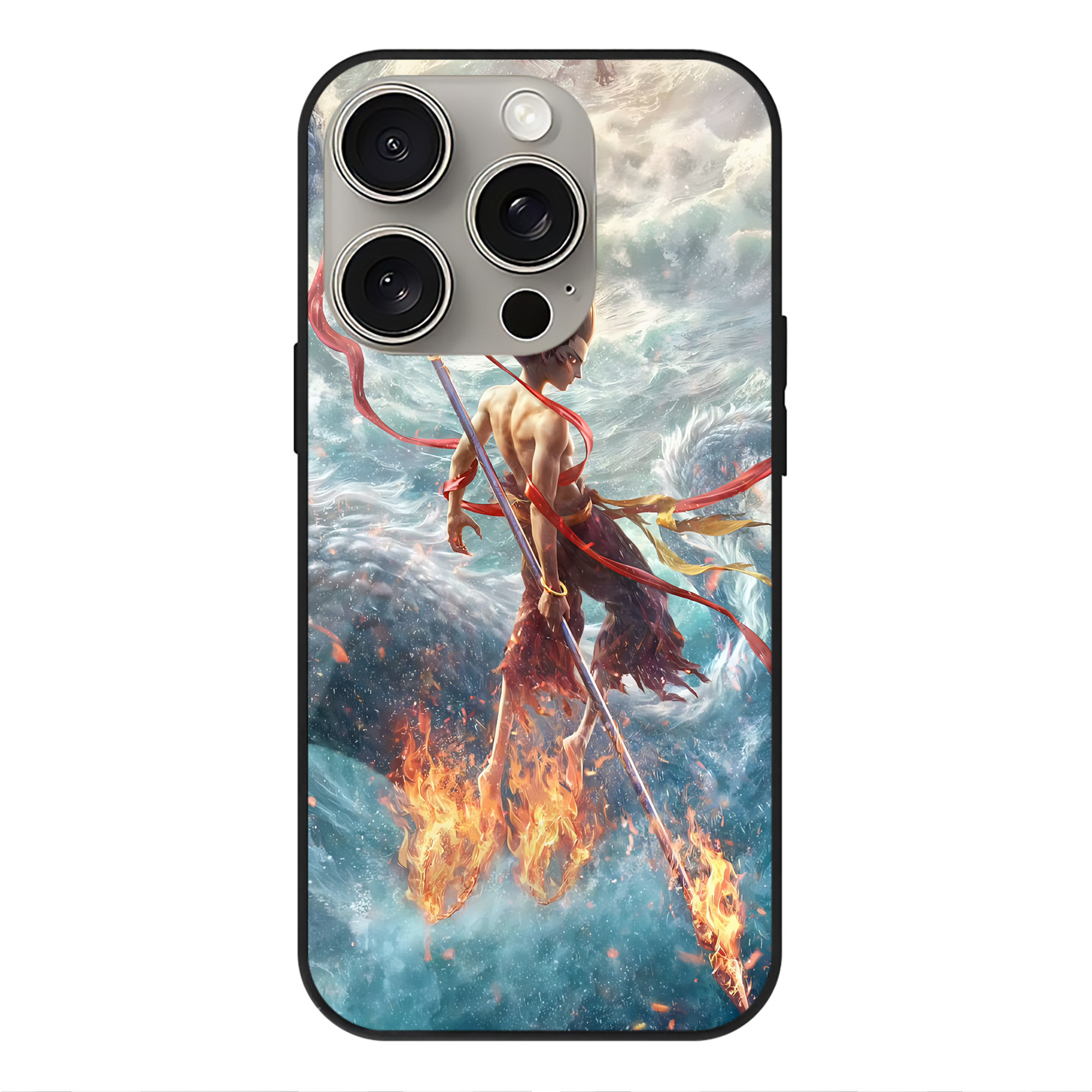 （画像用） Ne Zha 2 ナタ 魔童の大暴れ 【iPhone15Pro対応】スマホケース 耐衝撃＆黄変防止 背面ガラス