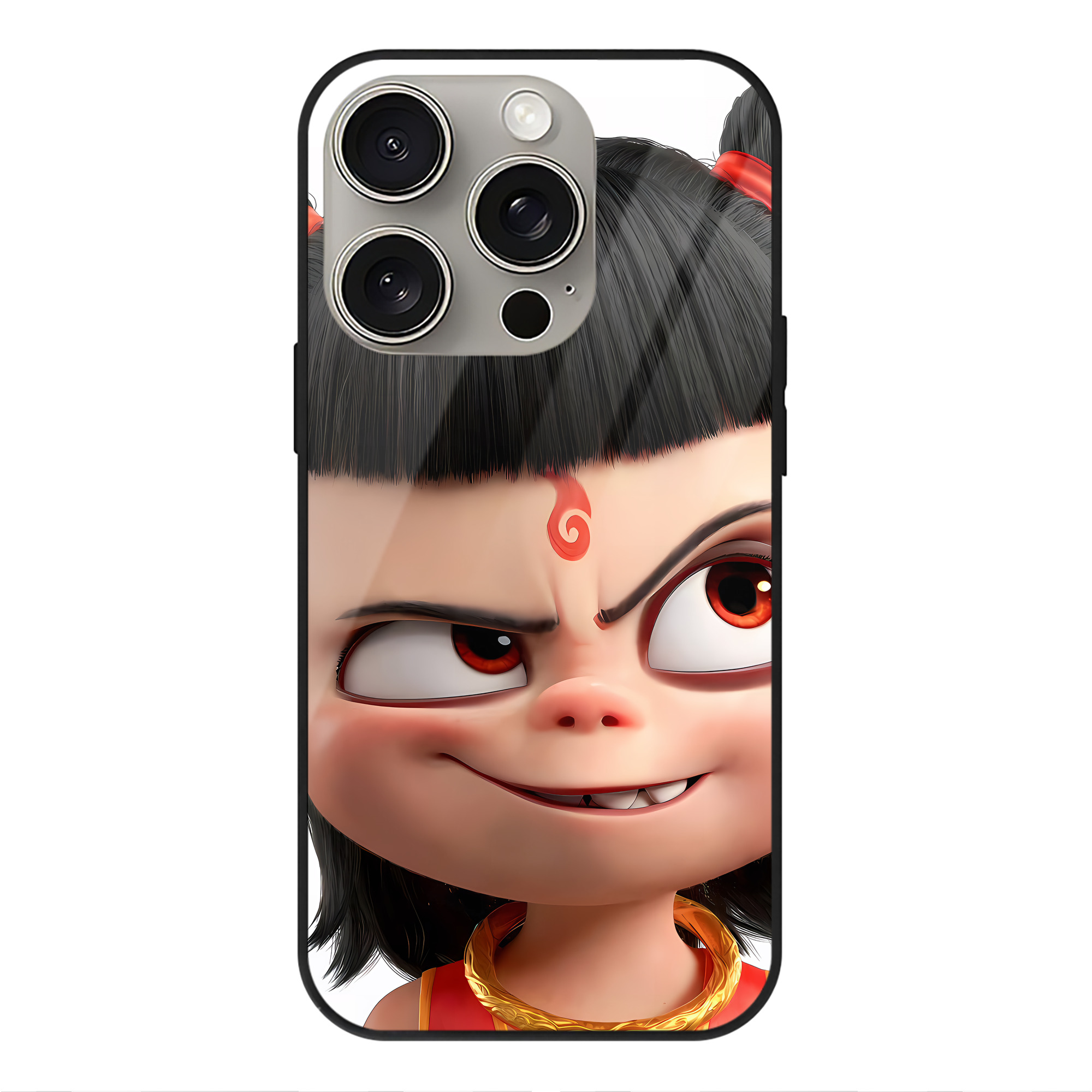 （画像用） Ne Zha 2 ナタ 魔童の大暴れ 【iPhone15Pro対応】スマホケース 耐衝撃＆黄変防止 背面ガラス