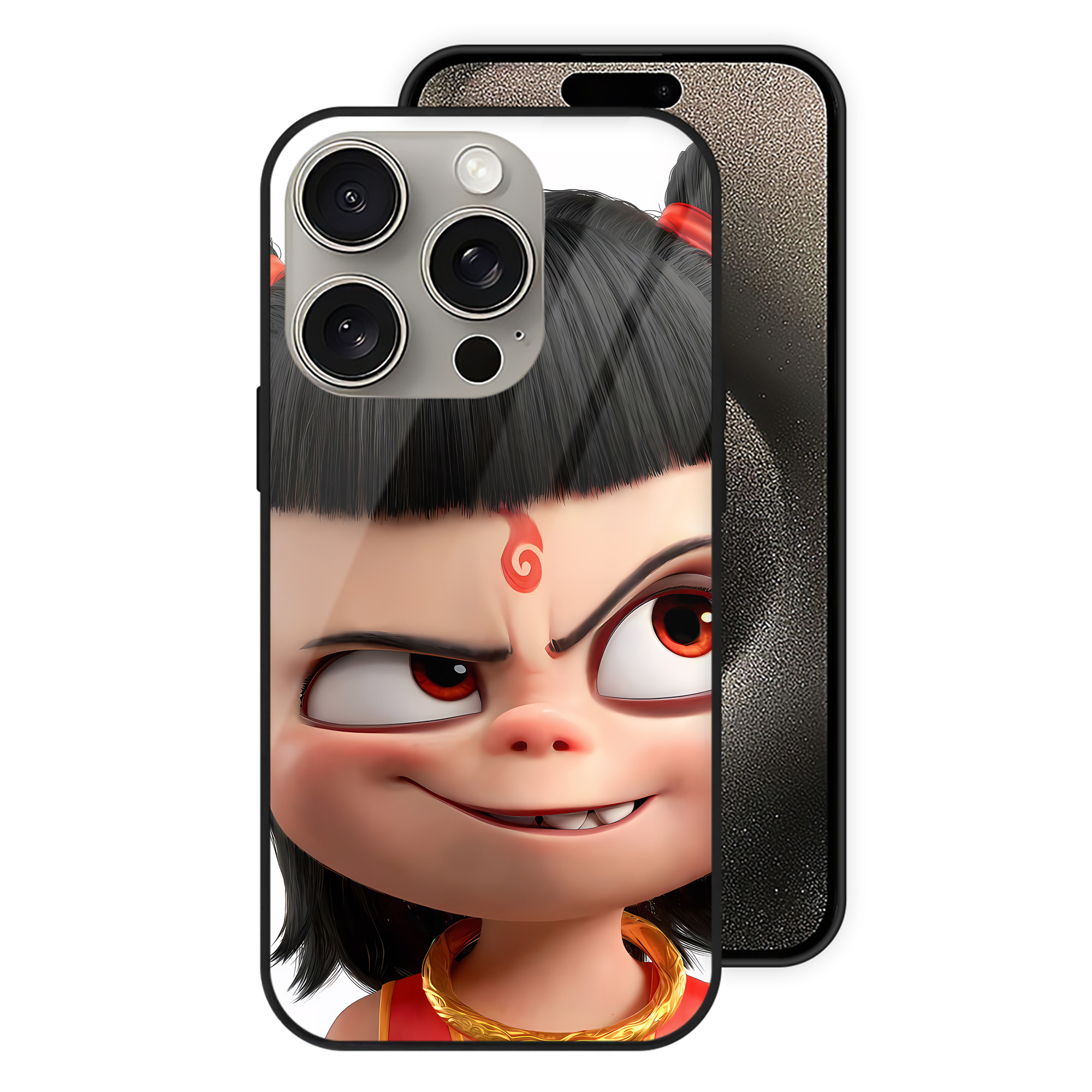 （画像用） Ne Zha 2 ナタ 魔童の大暴れ 【iPhone15Pro対応】スマホケース 耐衝撃＆黄変防止 背面ガラス
