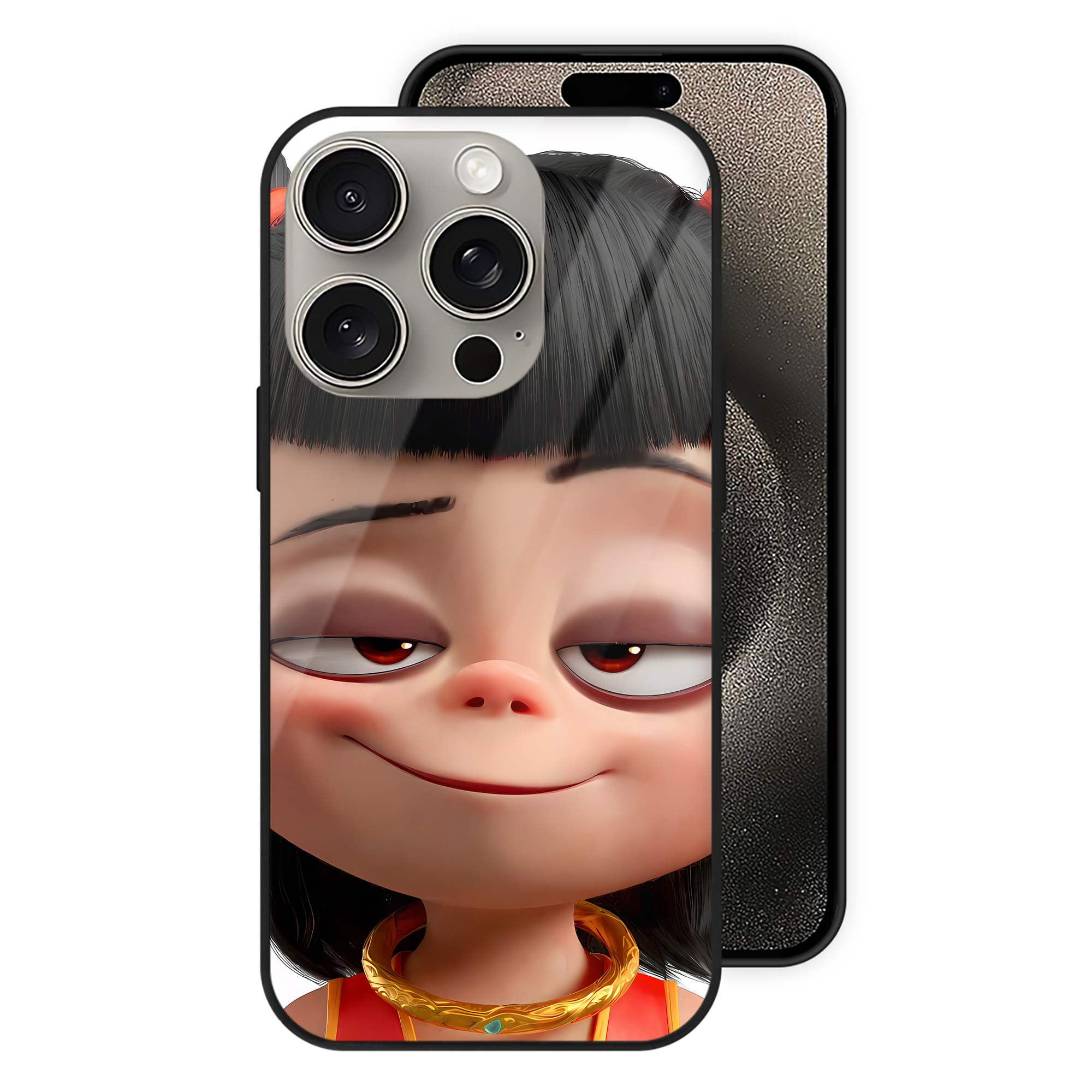 （画像用） Ne Zha 2 ナタ 魔童の大暴れ 【iPhone15Pro対応】スマホケース 耐衝撃＆黄変防止 背面ガラス