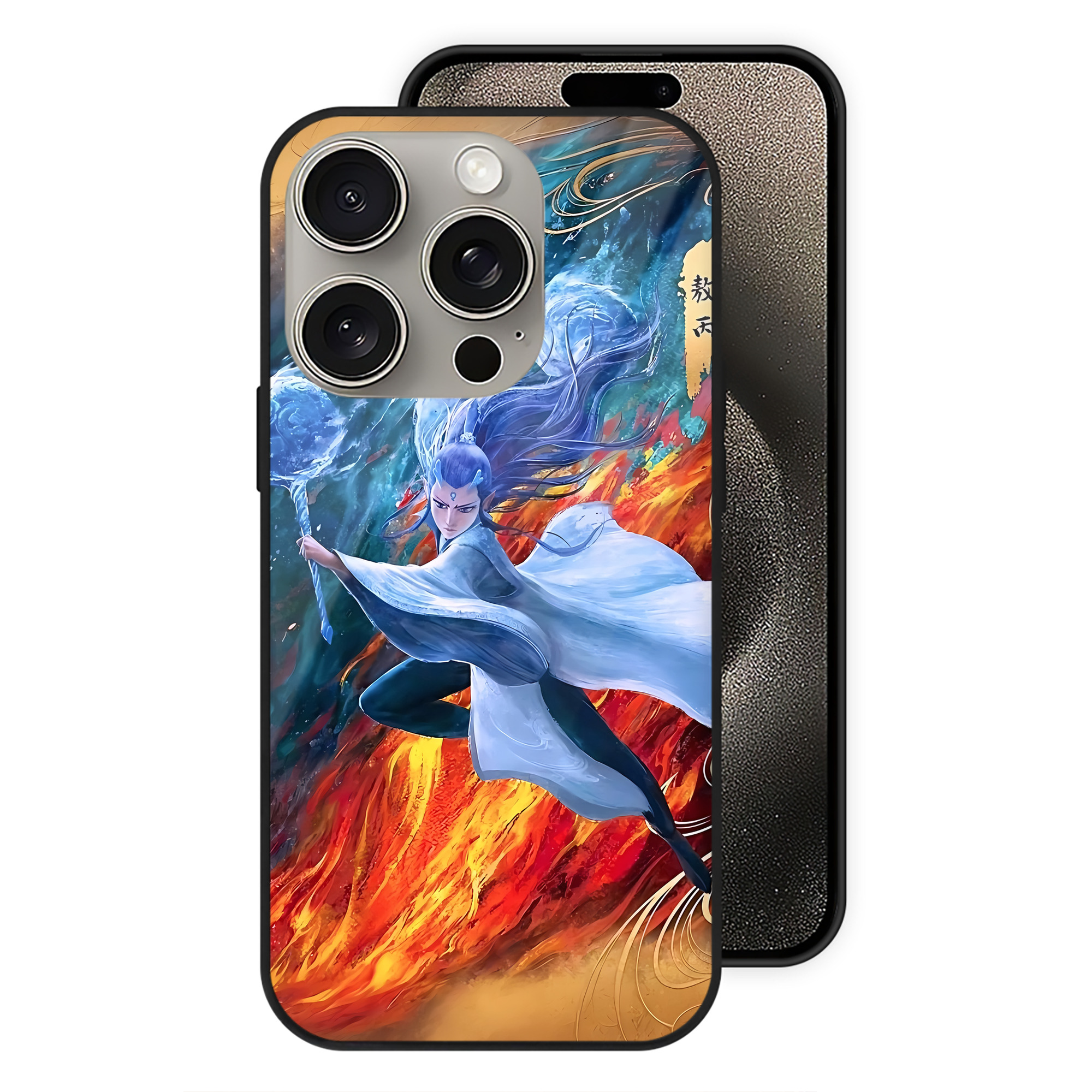 （画像用） Ne Zha 2 ナタ 魔童の大暴れ 【iPhone15Pro対応】スマホケース 耐衝撃＆黄変防止 背面ガラス