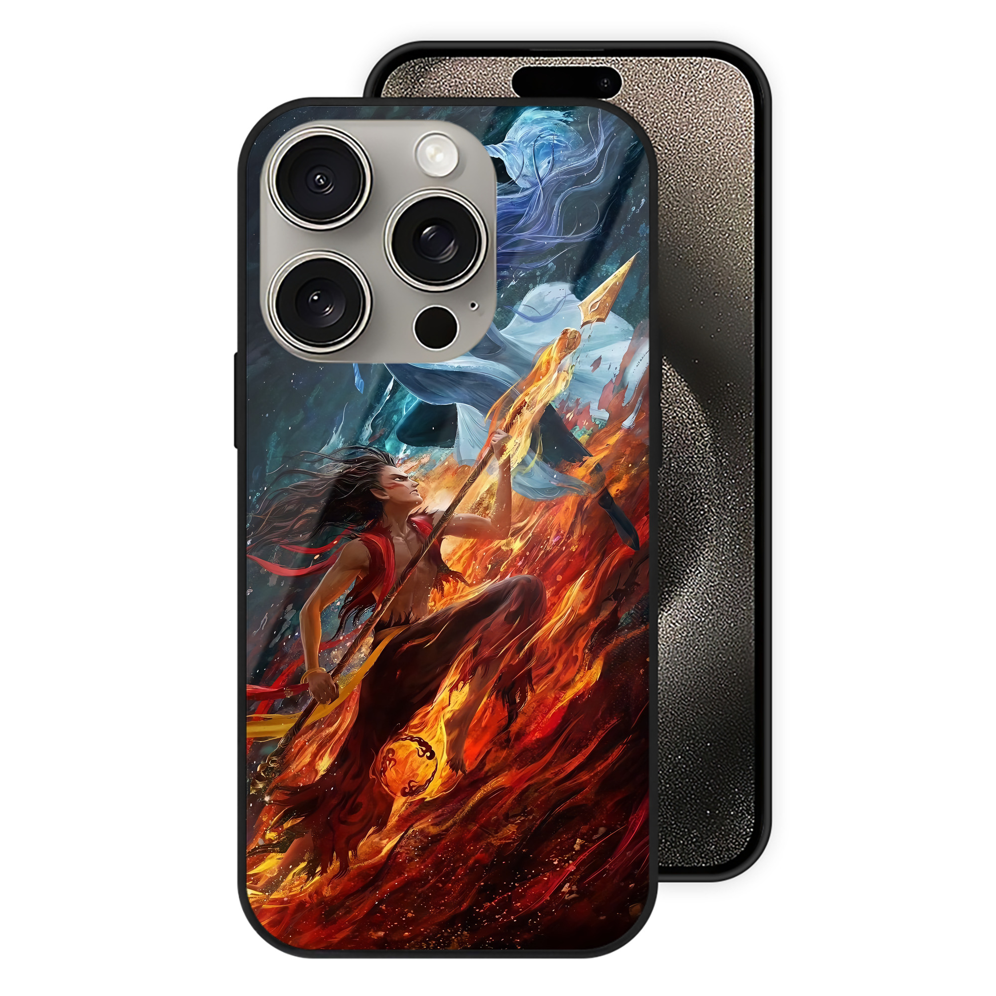 （画像用） Ne Zha 2 ナタ 魔童の大暴れ 【iPhone15Pro対応】スマホケース 耐衝撃＆黄変防止 背面ガラス