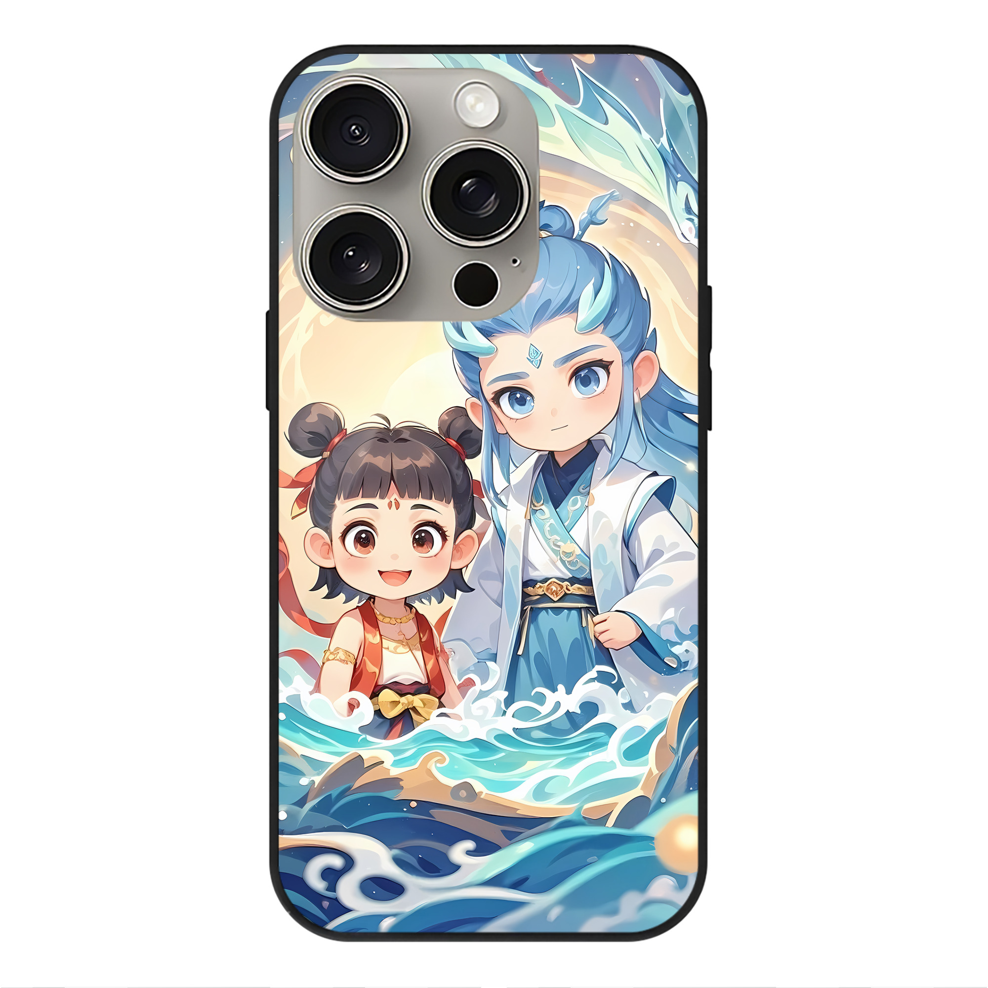 （画像用） Ne Zha 2 ナタ 魔童の大暴れ 【iPhone15Pro対応】スマホケース 耐衝撃＆黄変防止 背面ガラス