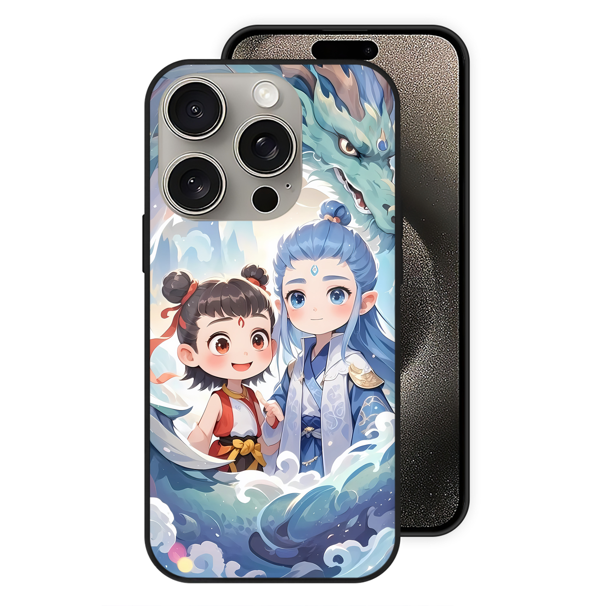 （画像用） Ne Zha 2 ナタ 魔童の大暴れ 【iPhone15Pro対応】スマホケース 耐衝撃＆黄変防止 背面ガラス