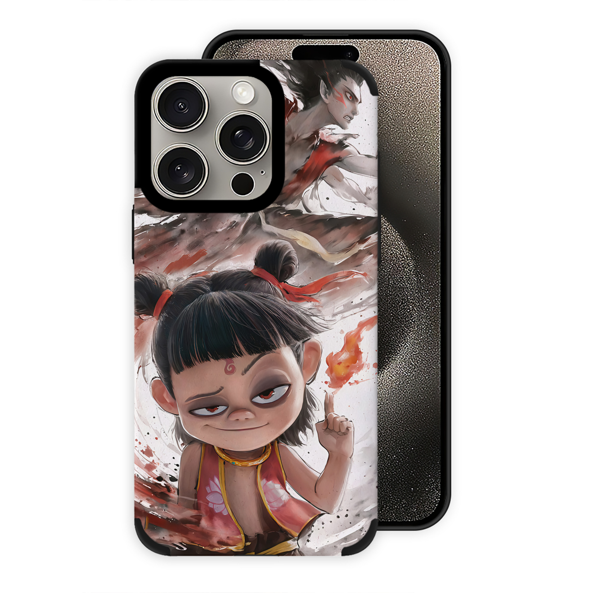 （画像用） Ne Zha 2 ナタ 魔童の大暴れ 【iPhone15ProMax対応】 PUレザー スマホケース 耐衝撃＆黄変防止