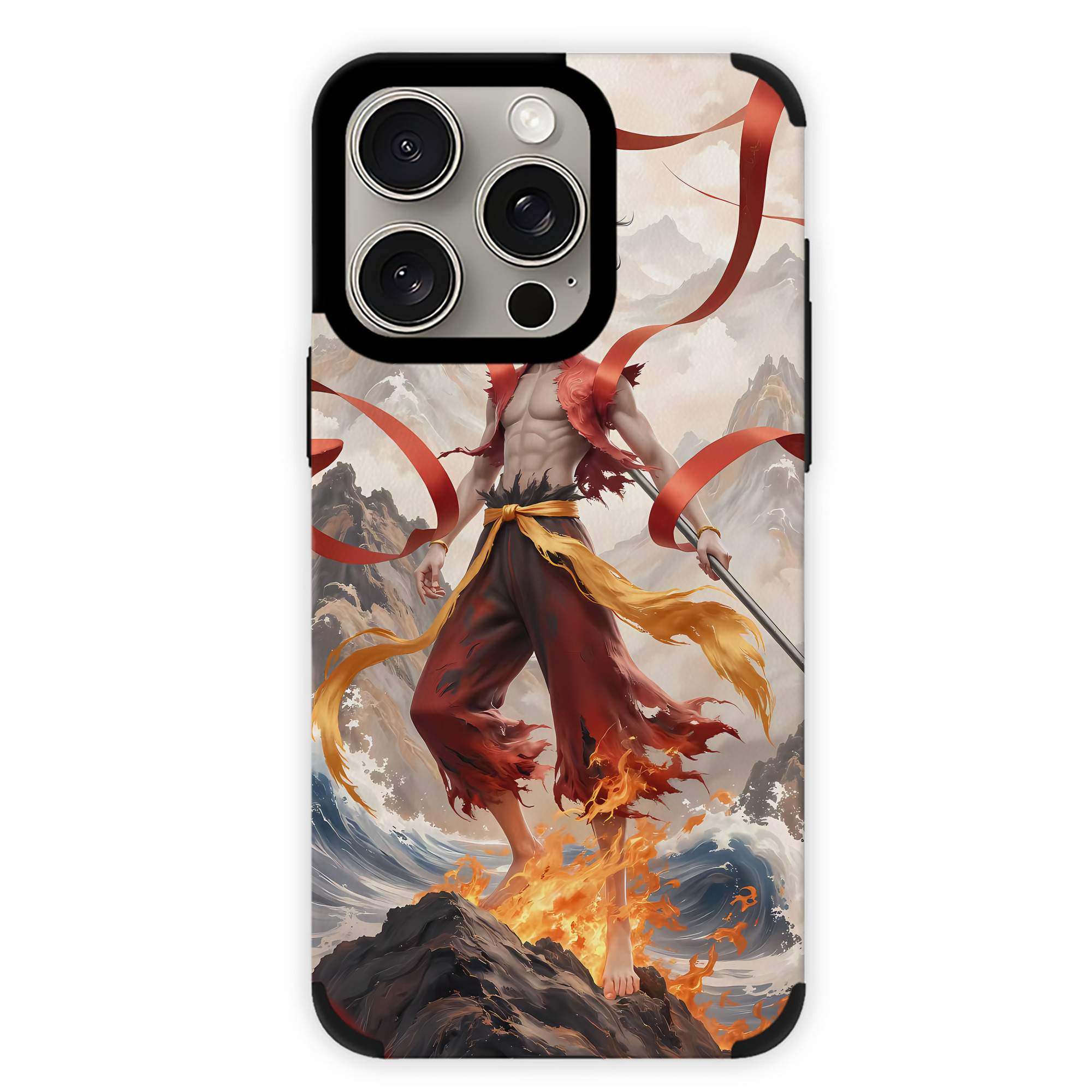 （画像用） Ne Zha 2 ナタ 魔童の大暴れ 【iPhone15ProMax対応】 PUレザー スマホケース 耐衝撃＆黄変防止