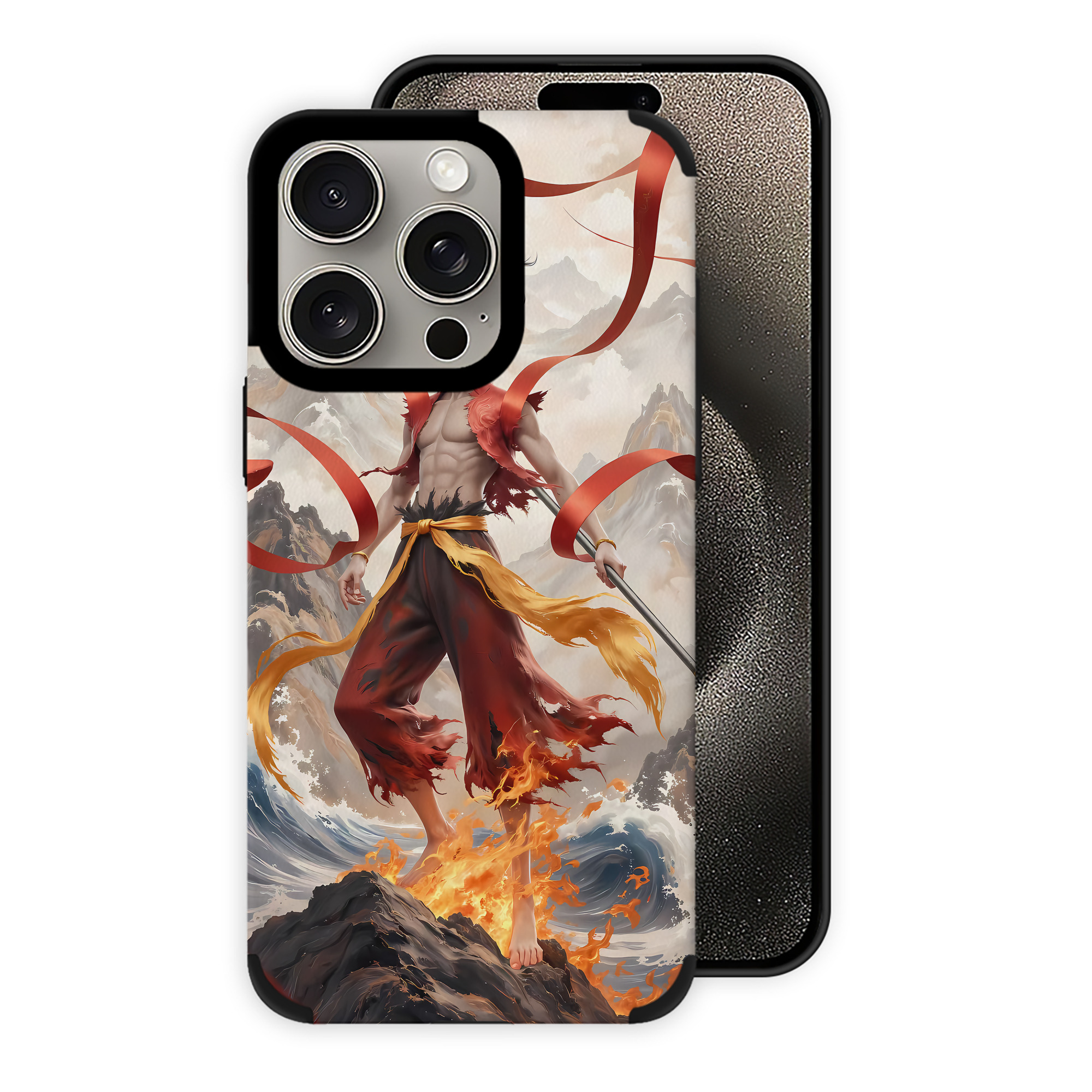 （画像用） Ne Zha 2 ナタ 魔童の大暴れ 【iPhone15ProMax対応】 PUレザー スマホケース 耐衝撃＆黄変防止