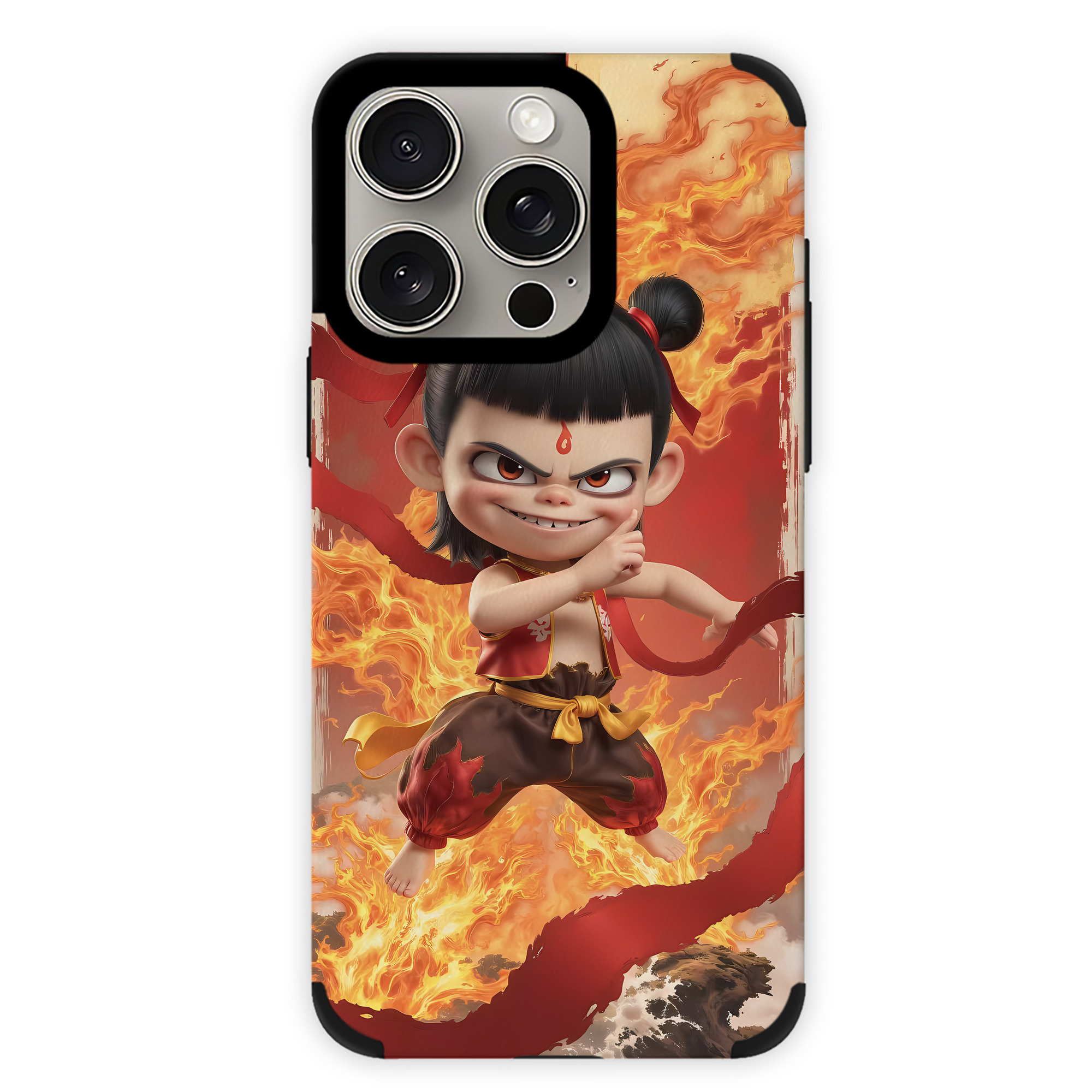 （画像用） Ne Zha 2 ナタ 魔童の大暴れ 【iPhone15ProMax対応】 PUレザー スマホケース 耐衝撃＆黄変防止