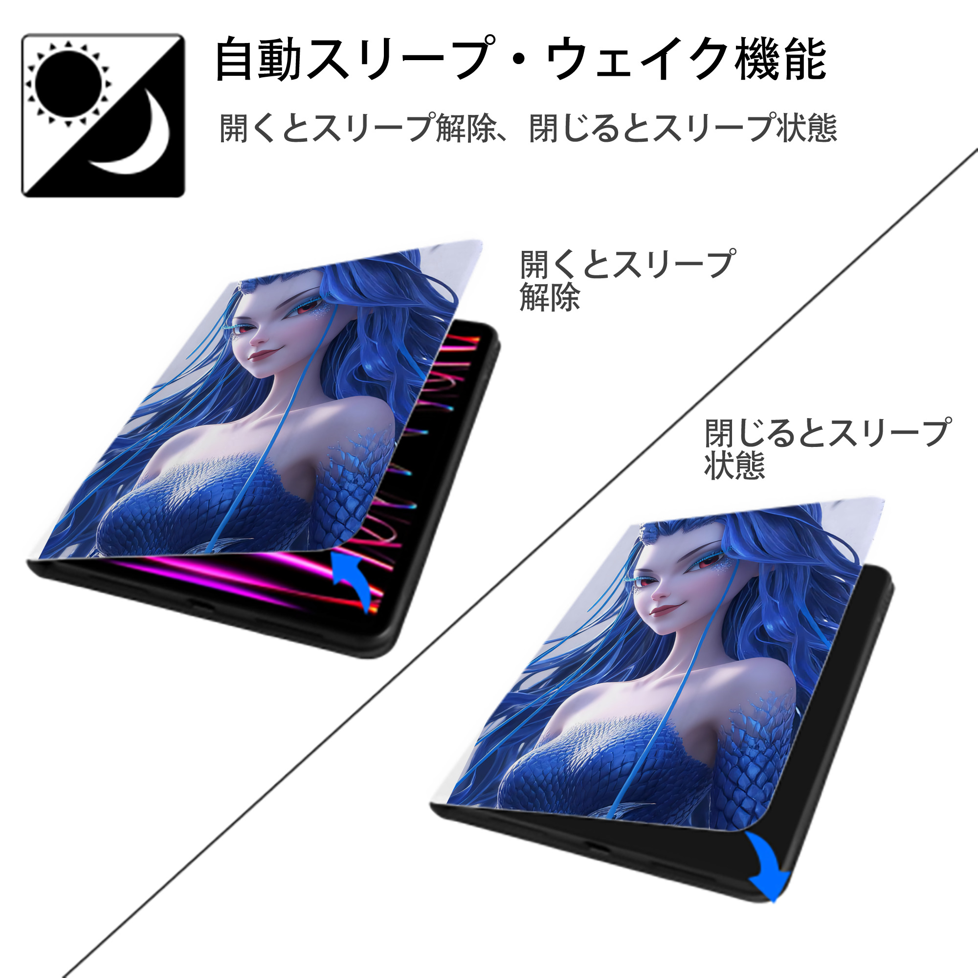 Ne Zha 2 ナタ 魔童の大暴れ IPad ケース ペン収納付き 三つ折りスタンド PUレザー×シリコン 対応機種9.5/10.5/10.9インチ