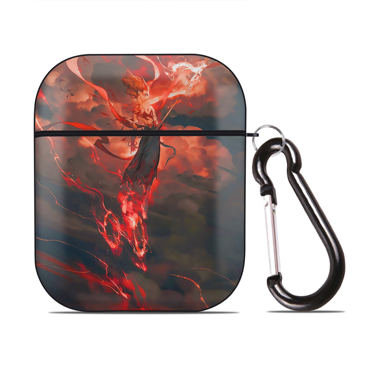 （画像用） Ne Zha 2 ナタ 魔童の大暴れ AirPods 第2世代保護ケース ハードシェル ブラック 耐衝撃・防指紋・カラビナ付き