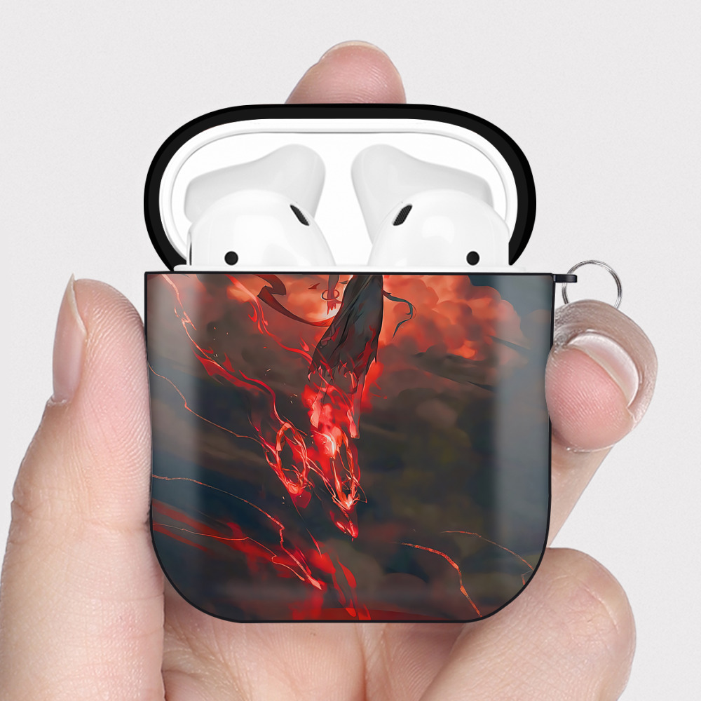（画像用） Ne Zha 2 ナタ 魔童の大暴れ AirPods 第2世代保護ケース ハードシェル ブラック 耐衝撃・防指紋・カラビナ付き