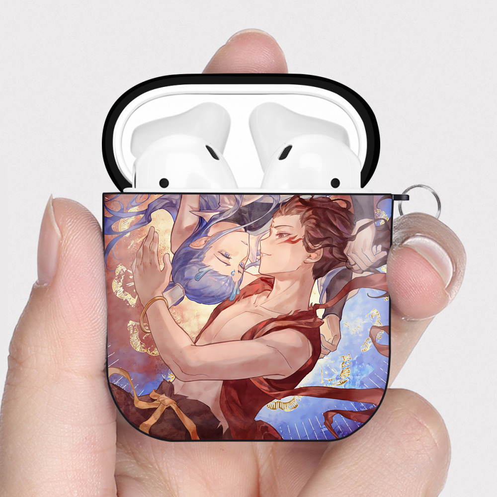 （画像用） Ne Zha 2 ナタ 魔童の大暴れ AirPods 第2世代保護ケース ハードシェル ブラック 耐衝撃・防指紋・カラビナ付き