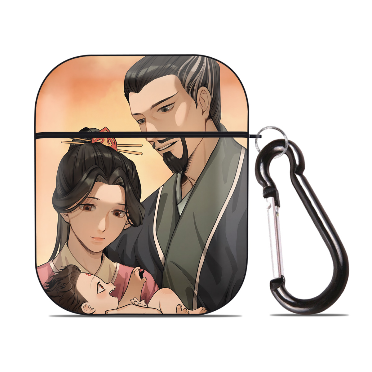 （画像用） Ne Zha 2 ナタ 魔童の大暴れ AirPods 第2世代保護ケース ハードシェル ブラック 耐衝撃・防指紋・カラビナ付き
