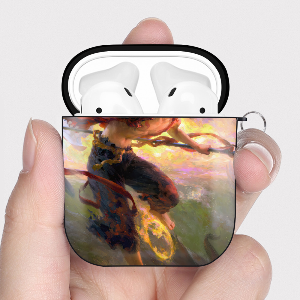 （画像用） Ne Zha 2 ナタ 魔童の大暴れ AirPods 第2世代保護ケース ハードシェル ブラック 耐衝撃・防指紋・カラビナ付き
