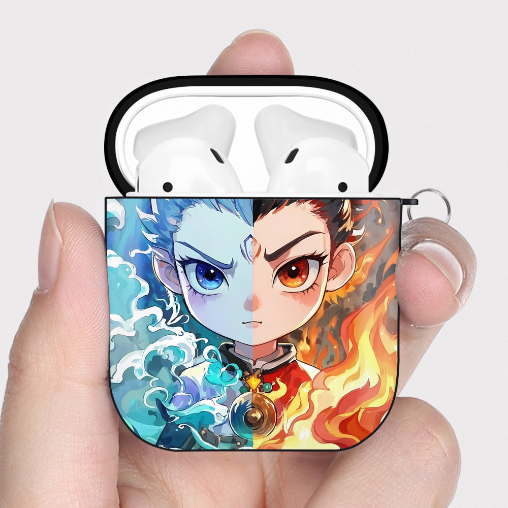 （画像用） Ne Zha 2 ナタ 魔童の大暴れ AirPods 第2世代保護ケース ハードシェル ブラック 耐衝撃・防指紋・カラビナ付き