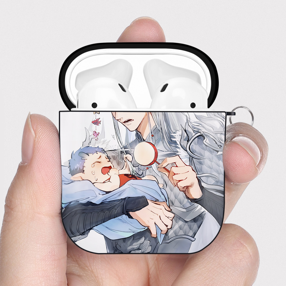 （画像用） Ne Zha 2 ナタ 魔童の大暴れ AirPods 第2世代保護ケース ハードシェル ブラック 耐衝撃・防指紋・カラビナ付き