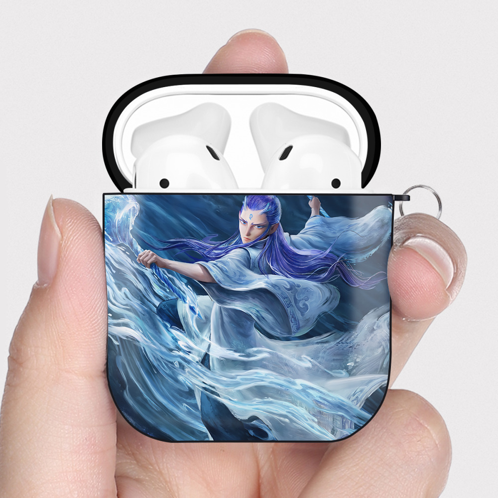 （画像用） Ne Zha 2 ナタ 魔童の大暴れ AirPods 第2世代保護ケース ハードシェル ブラック 耐衝撃・防指紋・カラビナ付き