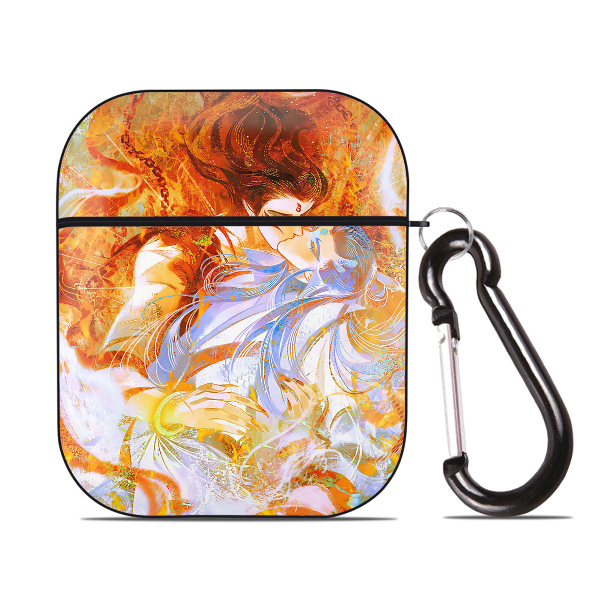 （画像用） Ne Zha 2 ナタ 魔童の大暴れ AirPods 第2世代保護ケース ハードシェル ブラック 耐衝撃・防指紋・カラビナ付き