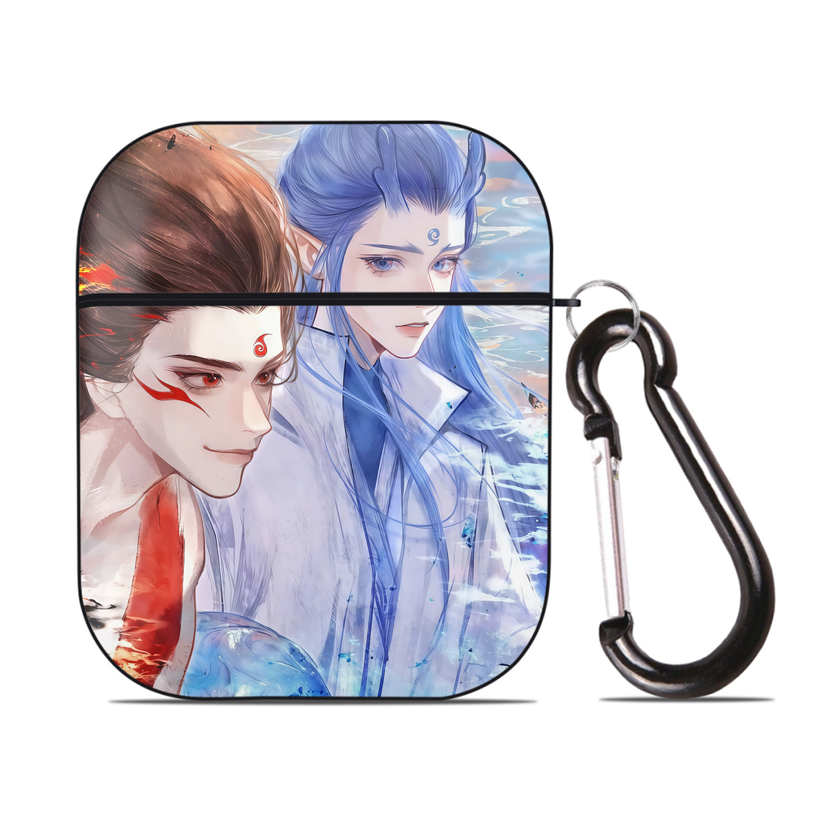 （画像用） Ne Zha 2 ナタ 魔童の大暴れ AirPods 第2世代保護ケース ハードシェル ブラック 耐衝撃・防指紋・カラビナ付き