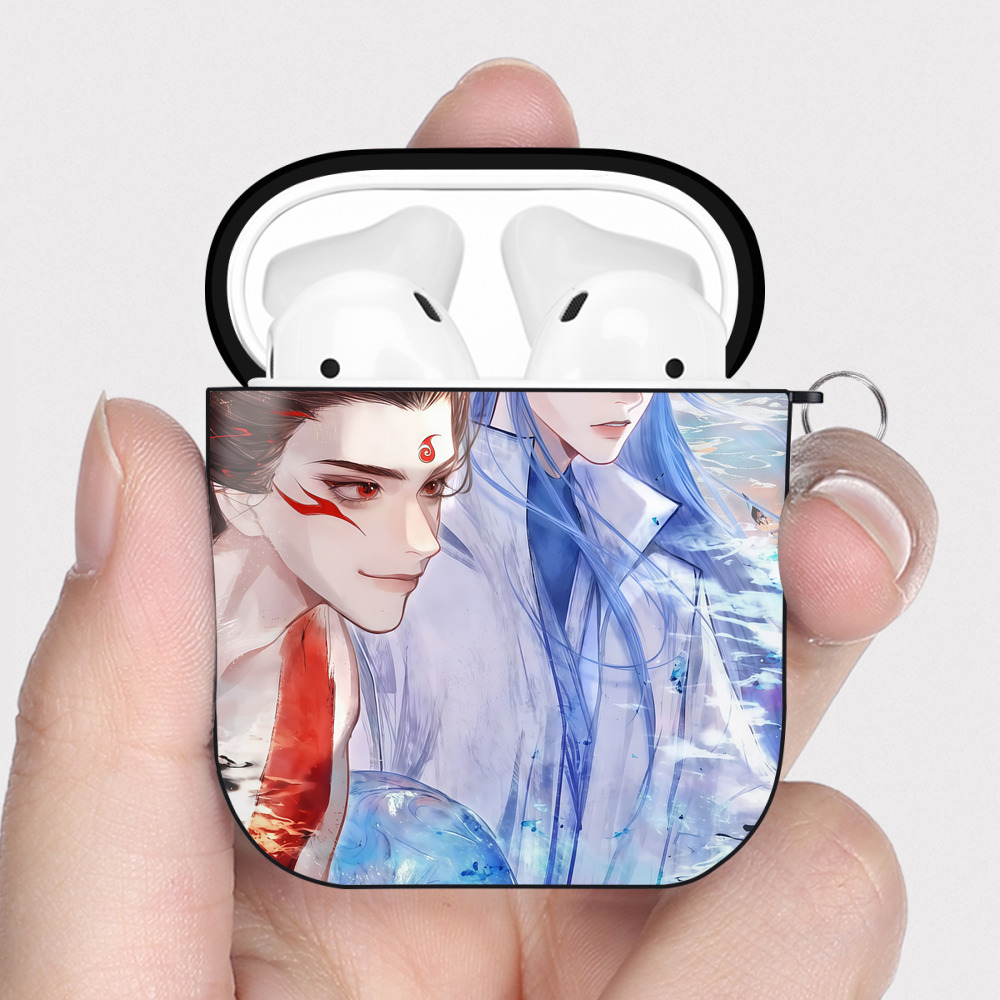 （画像用） Ne Zha 2 ナタ 魔童の大暴れ AirPods 第2世代保護ケース ハードシェル ブラック 耐衝撃・防指紋・カラビナ付き