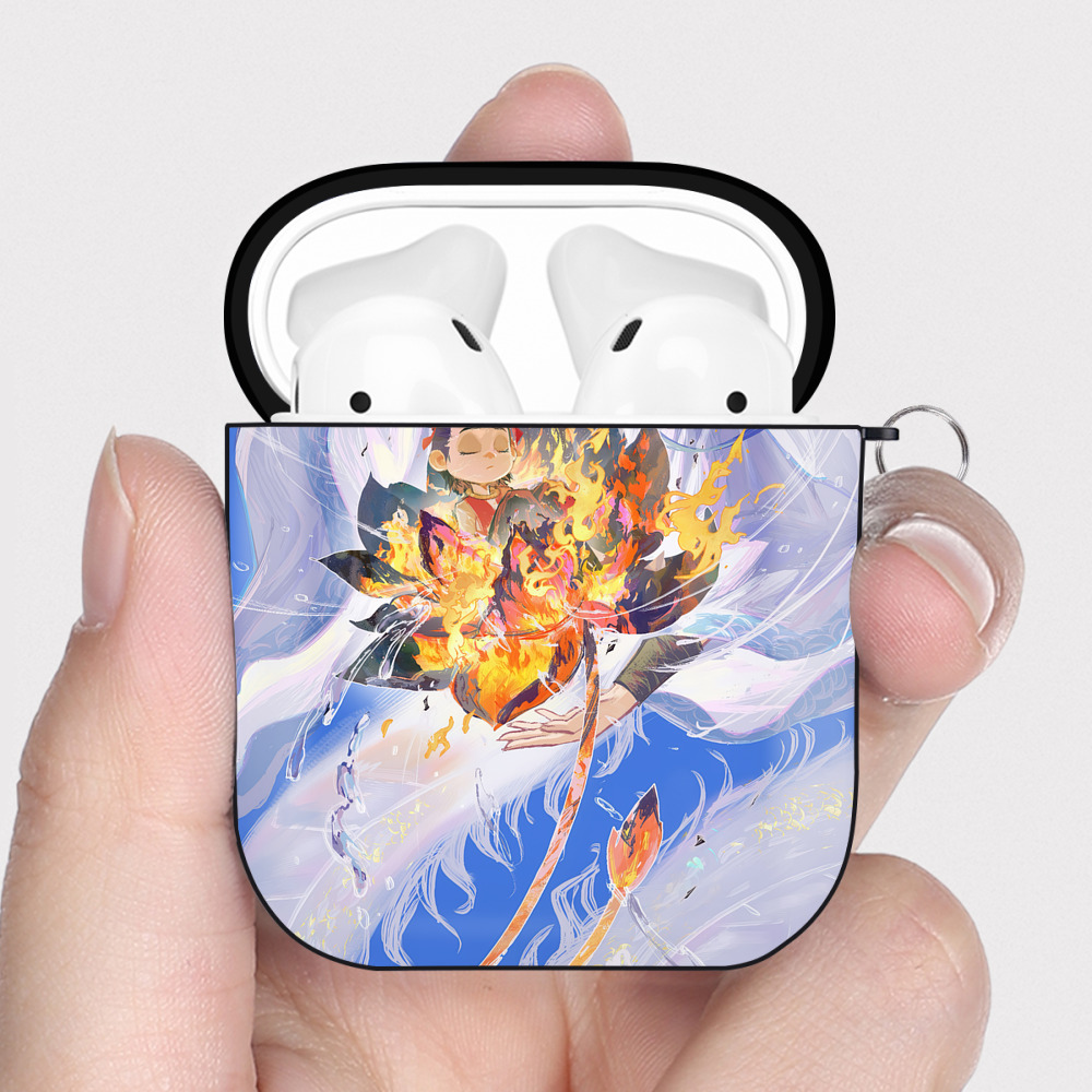 （画像用） Ne Zha 2 ナタ 魔童の大暴れ AirPods 第2世代保護ケース ハードシェル ブラック 耐衝撃・防指紋・カラビナ付き