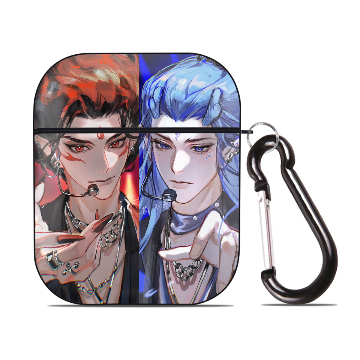 （画像用） Ne Zha 2 ナタ 魔童の大暴れ AirPods 第2世代保護ケース ハードシェル ブラック 耐衝撃・防指紋・カラビナ付き