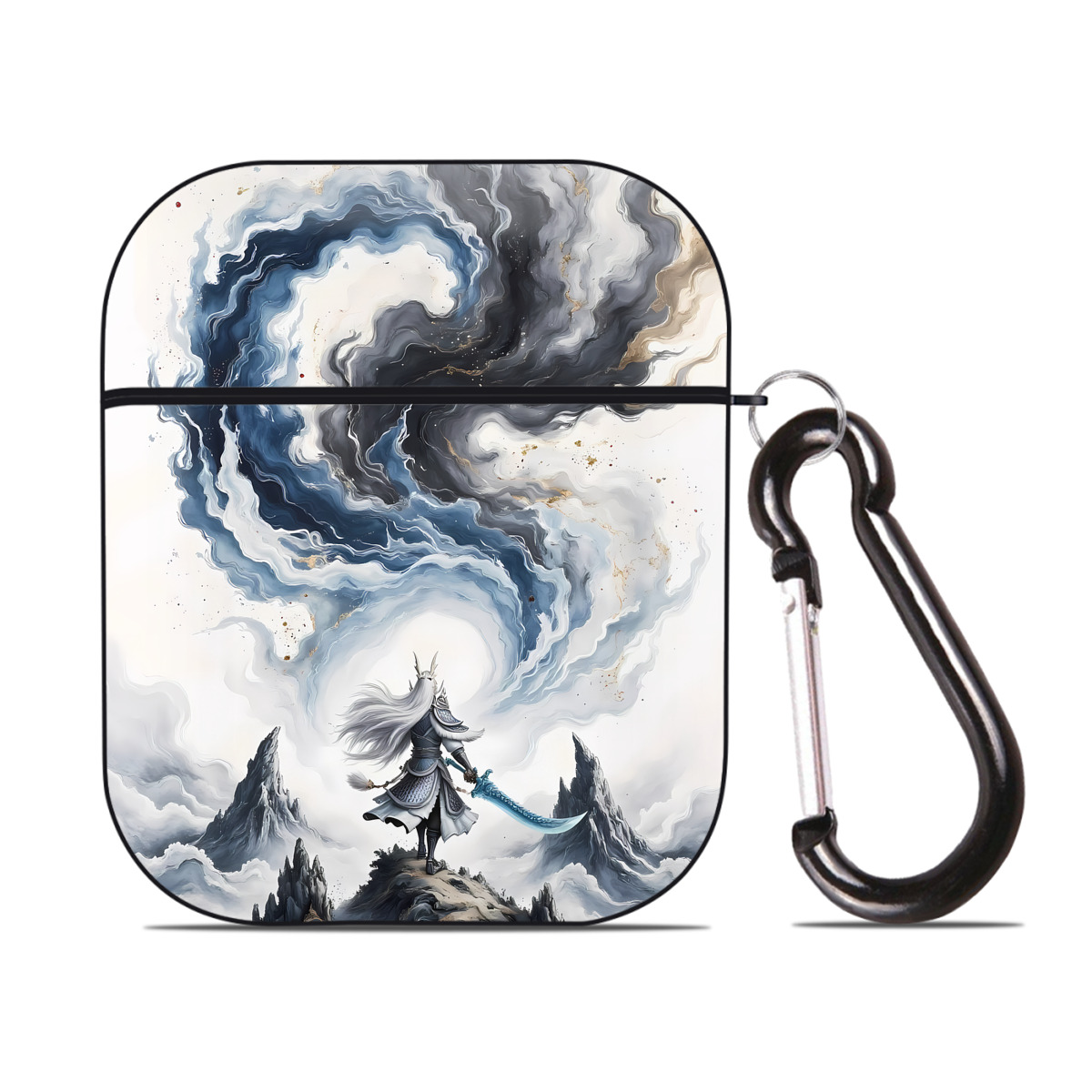 （画像用） Ne Zha 2 ナタ 魔童の大暴れ AirPods 第2世代保護ケース ハードシェル ブラック 耐衝撃・防指紋・カラビナ付き