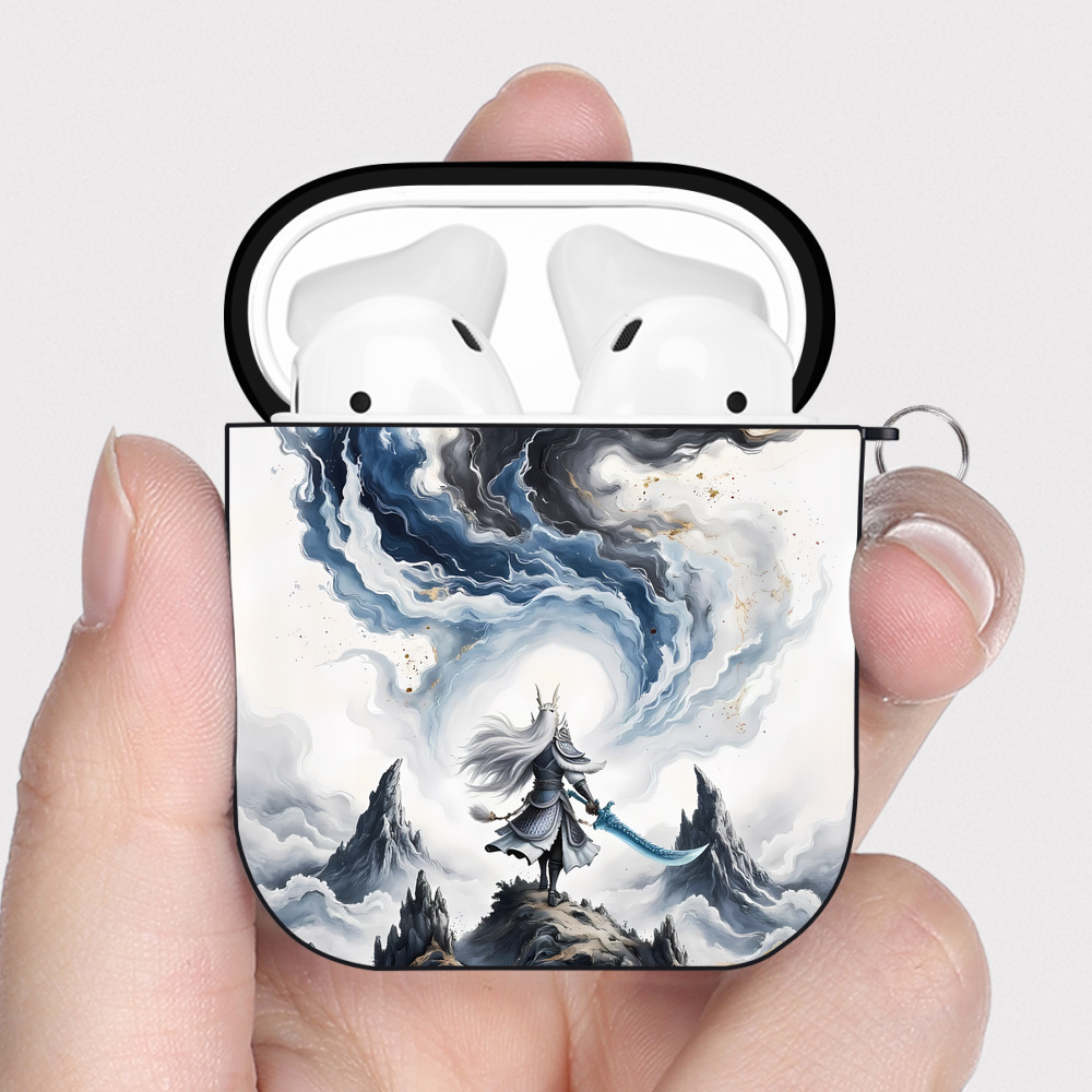 （画像用） Ne Zha 2 ナタ 魔童の大暴れ AirPods 第2世代保護ケース ハードシェル ブラック 耐衝撃・防指紋・カラビナ付き