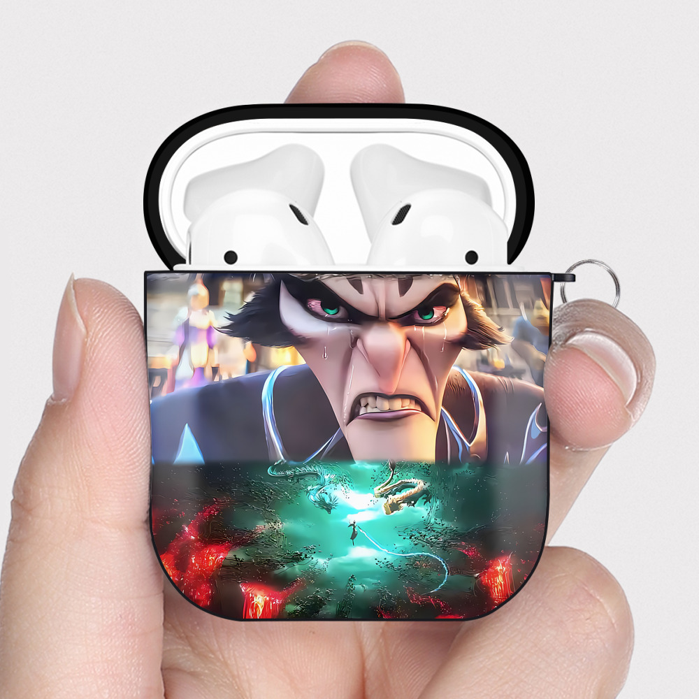 （画像用） Ne Zha 2 ナタ 魔童の大暴れ AirPods 第2世代保護ケース ハードシェル ブラック 耐衝撃・防指紋・カラビナ付き