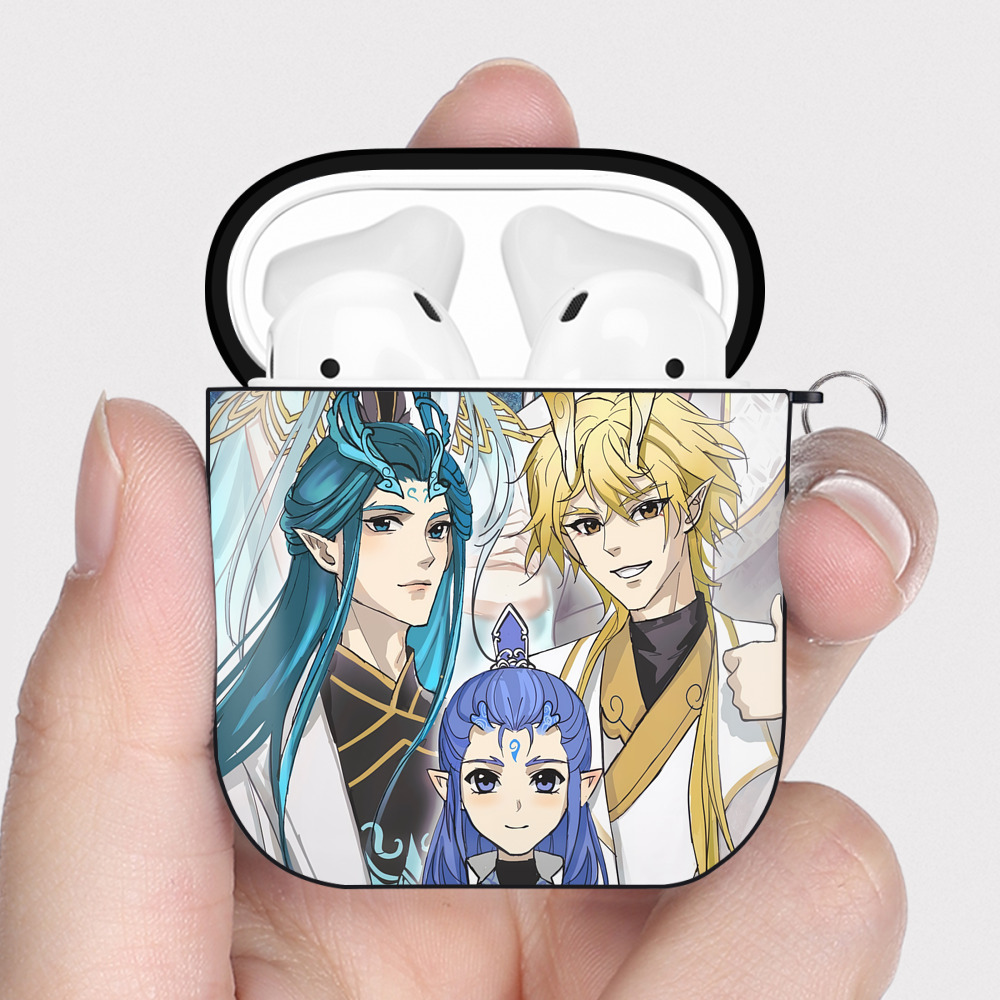 （画像用） Ne Zha 2 ナタ 魔童の大暴れ AirPods 第2世代保護ケース ハードシェル ブラック 耐衝撃・防指紋・カラビナ付き