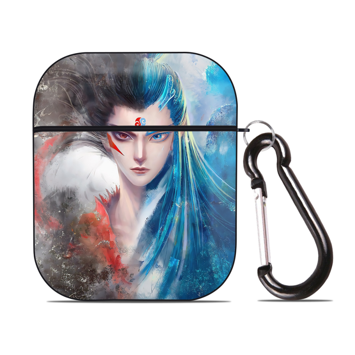 （画像用） Ne Zha 2 ナタ 魔童の大暴れ AirPods 第2世代保護ケース ハードシェル ブラック 耐衝撃・防指紋・カラビナ付き