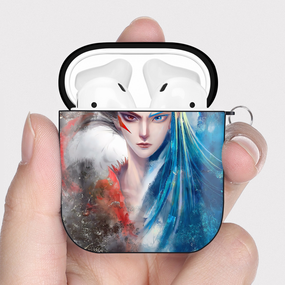 （画像用） Ne Zha 2 ナタ 魔童の大暴れ AirPods 第2世代保護ケース ハードシェル ブラック 耐衝撃・防指紋・カラビナ付き
