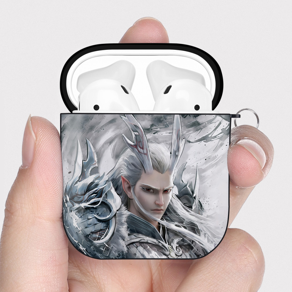 （画像用） Ne Zha 2 ナタ 魔童の大暴れ AirPods 第2世代保護ケース ハードシェル ブラック 耐衝撃・防指紋・カラビナ付き