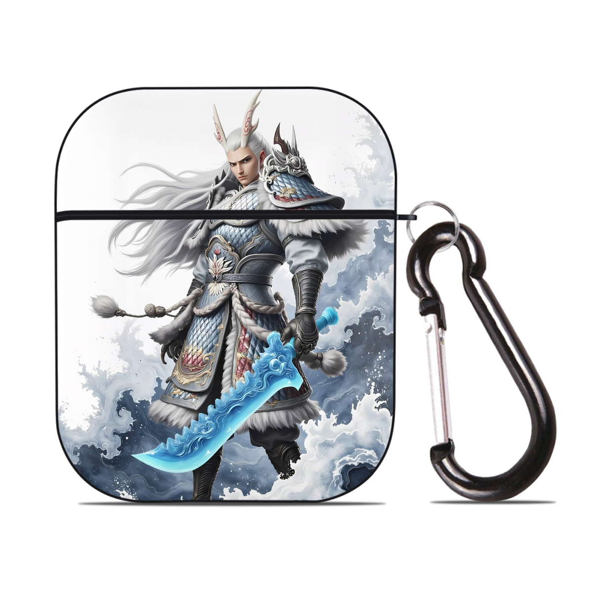 （画像用） Ne Zha 2 ナタ 魔童の大暴れ AirPods 第2世代保護ケース ハードシェル ブラック 耐衝撃・防指紋・カラビナ付き