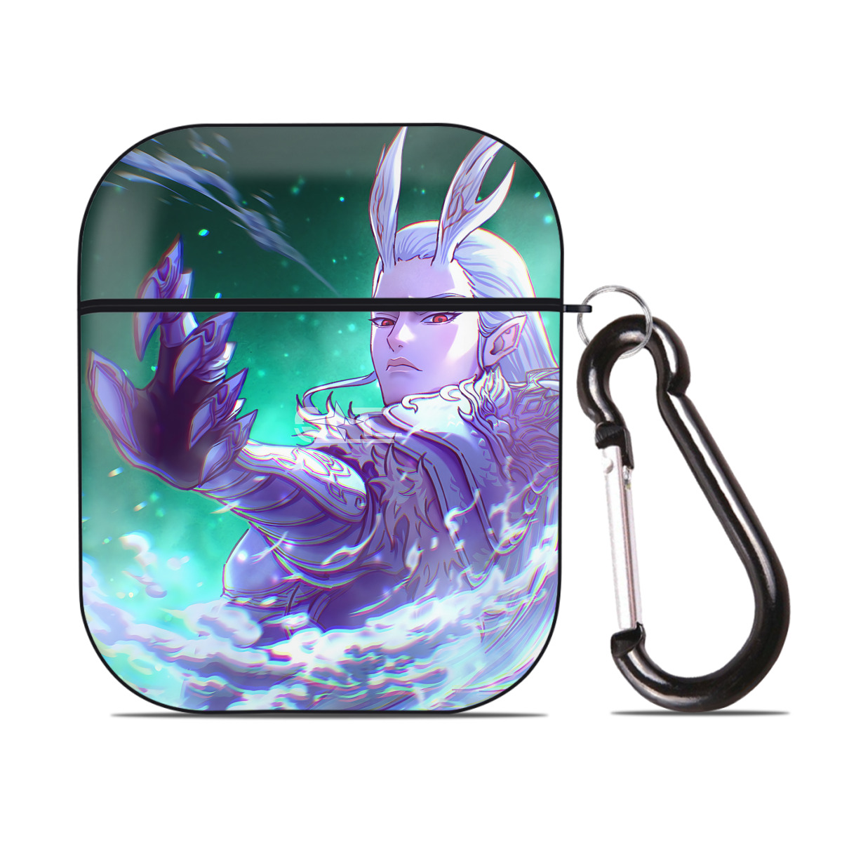 （画像用） Ne Zha 2 ナタ 魔童の大暴れ AirPods 第2世代保護ケース ハードシェル ブラック 耐衝撃・防指紋・カラビナ付き