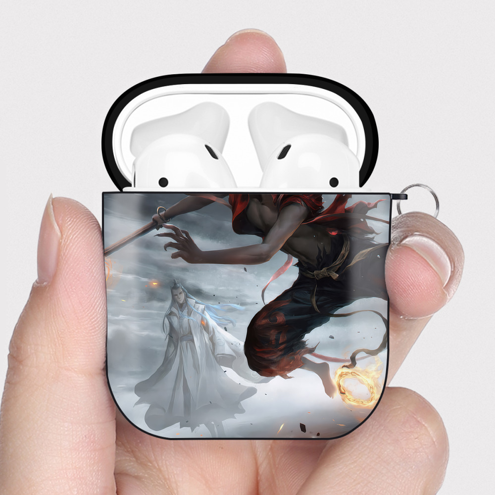 （画像用） Ne Zha 2 ナタ 魔童の大暴れ AirPods 第2世代保護ケース ハードシェル ブラック 耐衝撃・防指紋・カラビナ付き