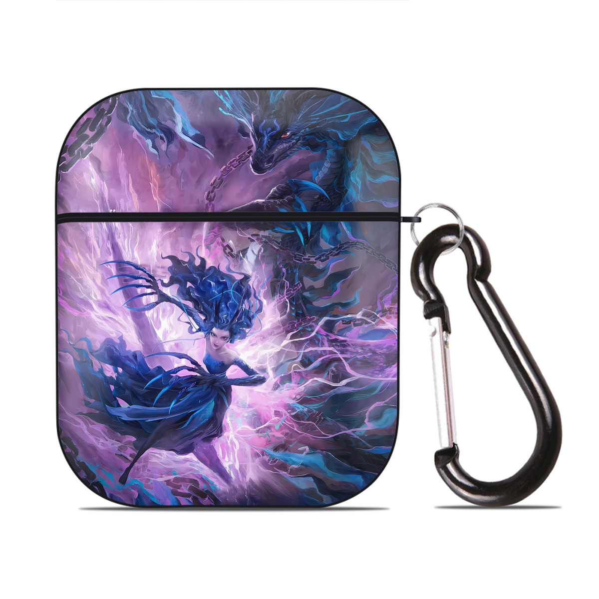 （画像用） Ne Zha 2 ナタ 魔童の大暴れ AirPods 第2世代保護ケース ハードシェル ブラック 耐衝撃・防指紋・カラビナ付き