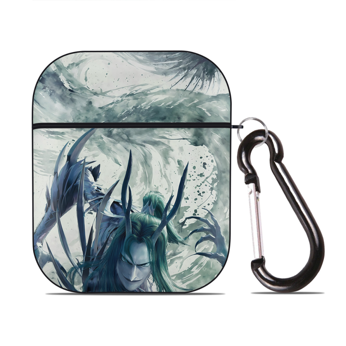 （画像用） Ne Zha 2 ナタ 魔童の大暴れ AirPods 第2世代保護ケース ハードシェル ブラック 耐衝撃・防指紋・カラビナ付き