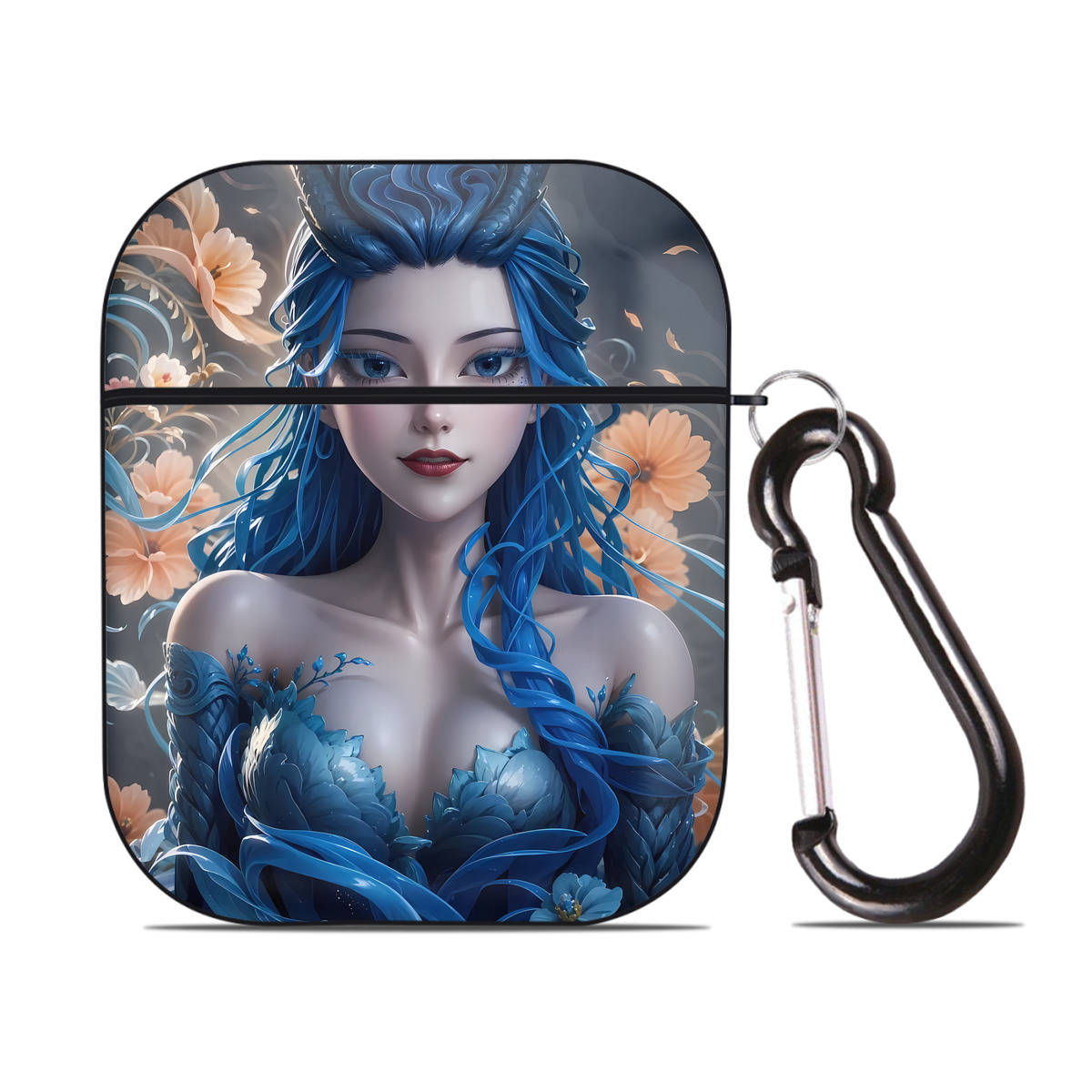 （画像用） Ne Zha 2 ナタ 魔童の大暴れ AirPods 第2世代保護ケース ハードシェル ブラック 耐衝撃・防指紋・カラビナ付き