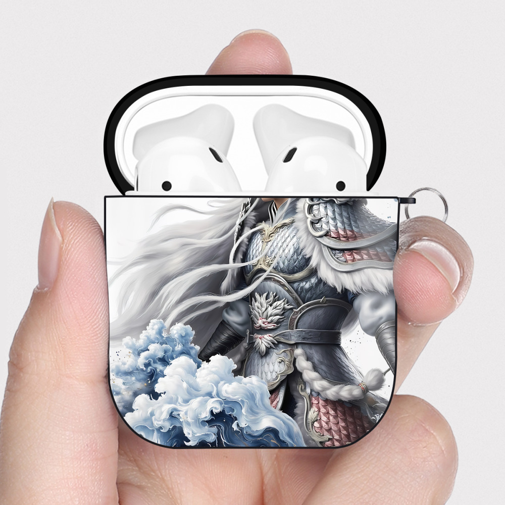（画像用） Ne Zha 2 ナタ 魔童の大暴れ AirPods 第2世代保護ケース ハードシェル ブラック 耐衝撃・防指紋・カラビナ付き