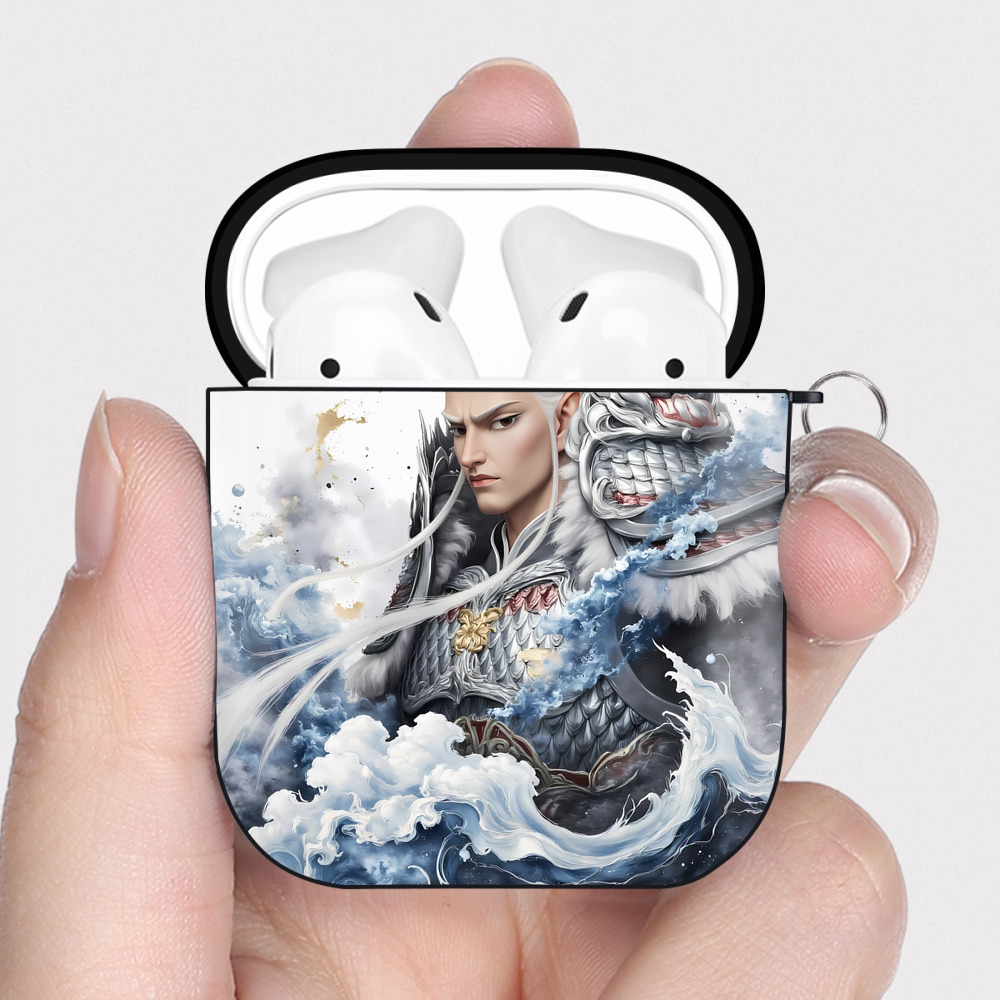 （画像用） Ne Zha 2 ナタ 魔童の大暴れ AirPods 第2世代保護ケース ハードシェル ブラック 耐衝撃・防指紋・カラビナ付き