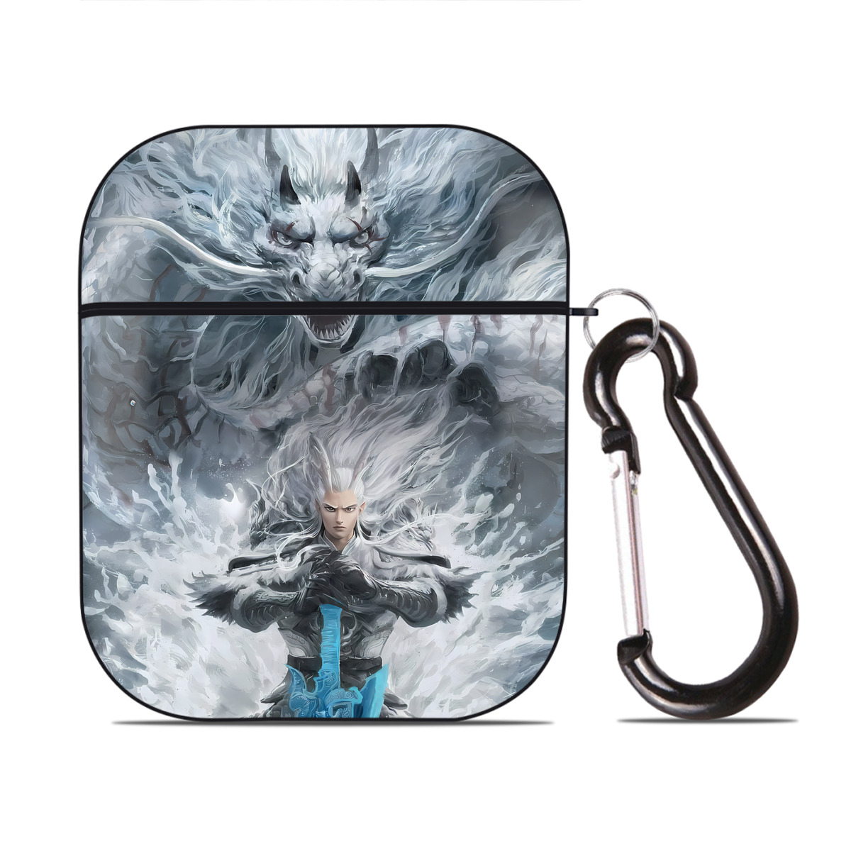 （画像用） Ne Zha 2 ナタ 魔童の大暴れ AirPods 第2世代保護ケース ハードシェル ブラック 耐衝撃・防指紋・カラビナ付き