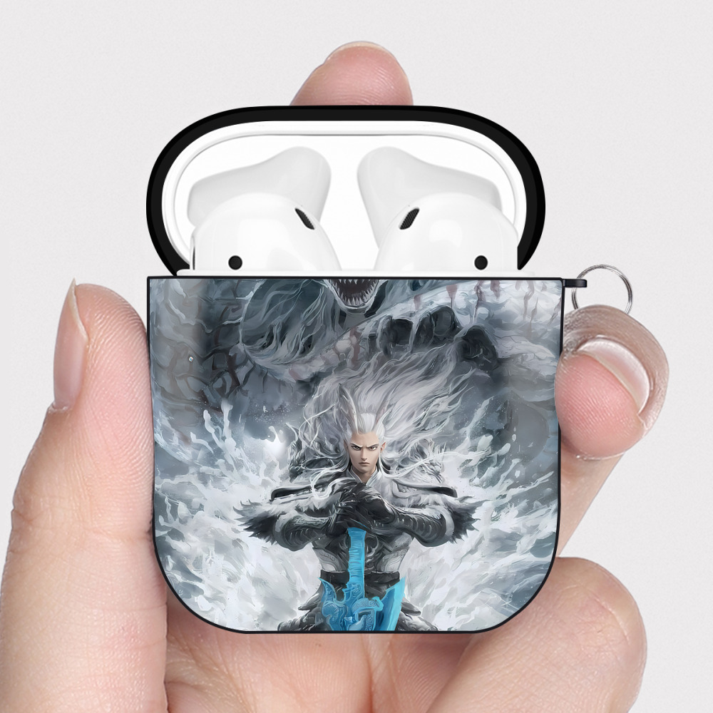 （画像用） Ne Zha 2 ナタ 魔童の大暴れ AirPods 第2世代保護ケース ハードシェル ブラック 耐衝撃・防指紋・カラビナ付き