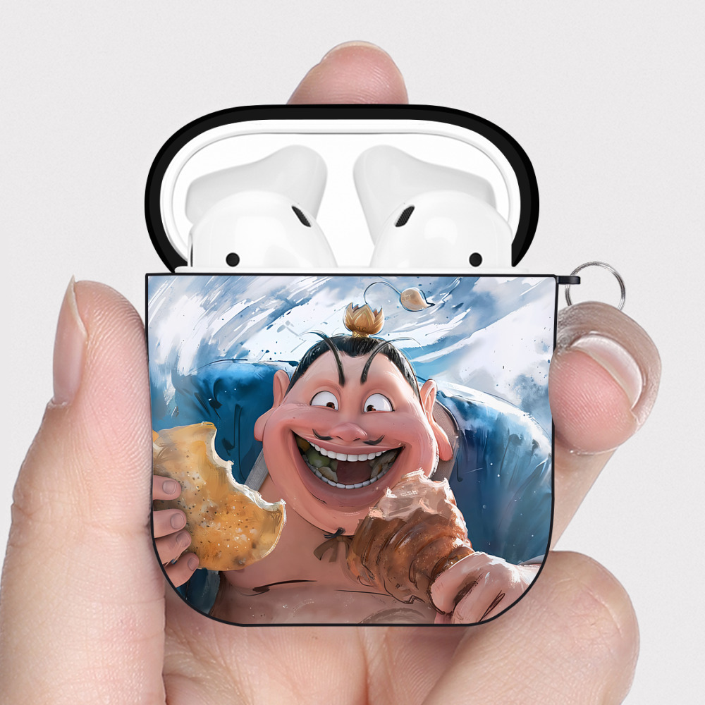 （画像用） Ne Zha 2 ナタ 魔童の大暴れ AirPods 第2世代保護ケース ハードシェル ブラック 耐衝撃・防指紋・カラビナ付き