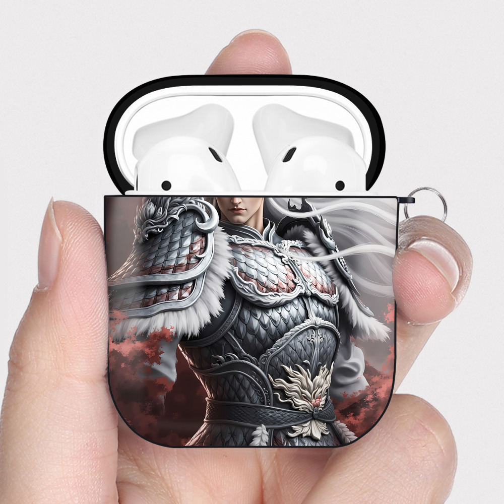 （画像用） Ne Zha 2 ナタ 魔童の大暴れ AirPods 第2世代保護ケース ハードシェル ブラック 耐衝撃・防指紋・カラビナ付き