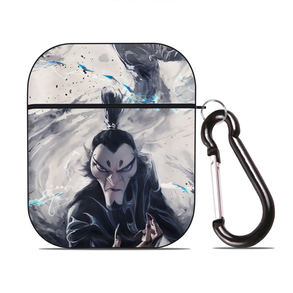 （画像用） Ne Zha 2 ナタ 魔童の大暴れ AirPods 第2世代保護ケース ハードシェル ブラック 耐衝撃・防指紋・カラビナ付き